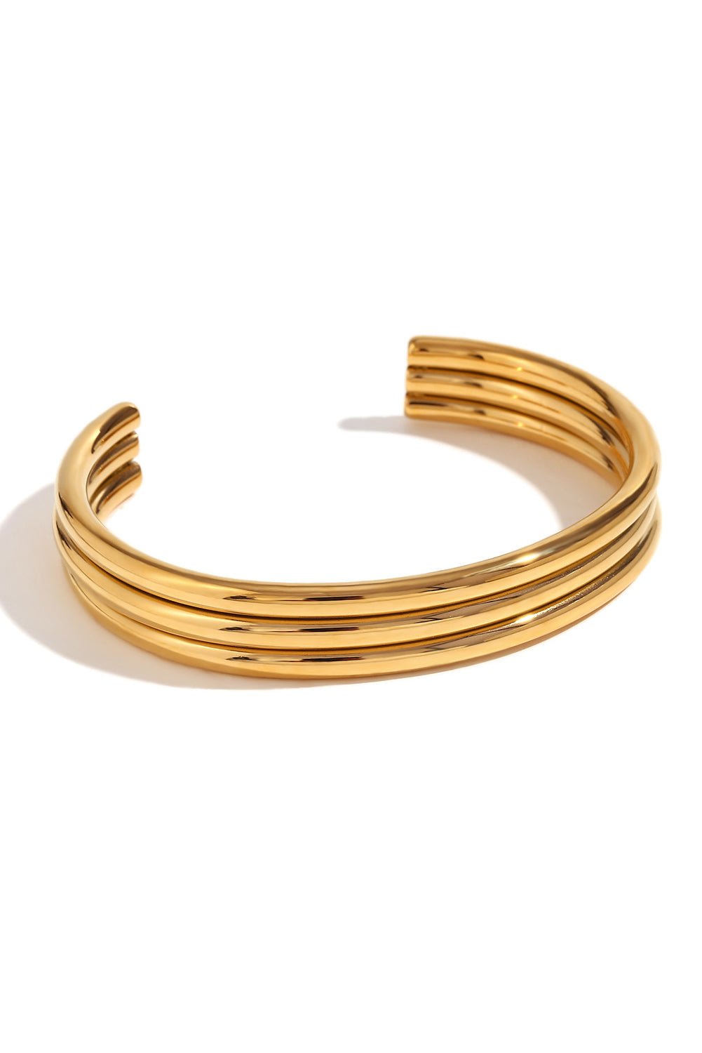 Threaded Pear Gold Three Layered Notched Design Bangle