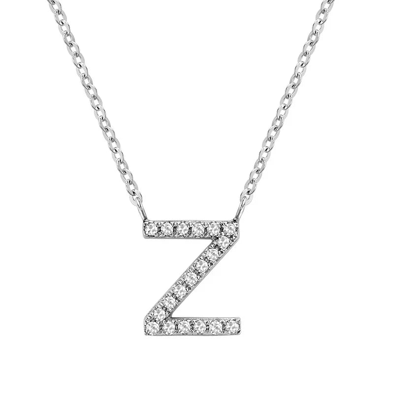 10K Gold Bold Diamond Letter Initial Pendant Necklace