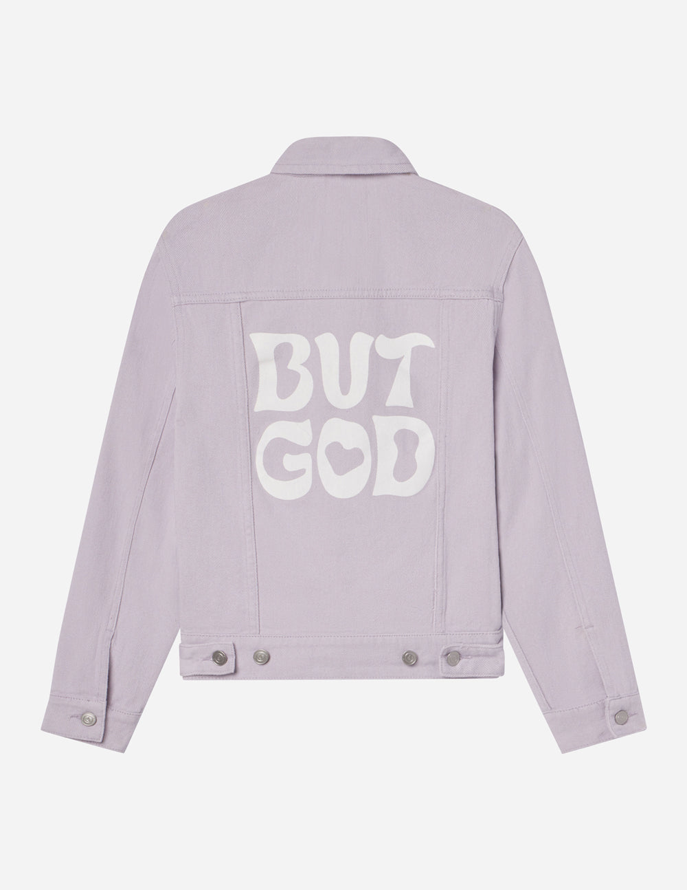 Elevated Faith But God Cropped Denim Jacket