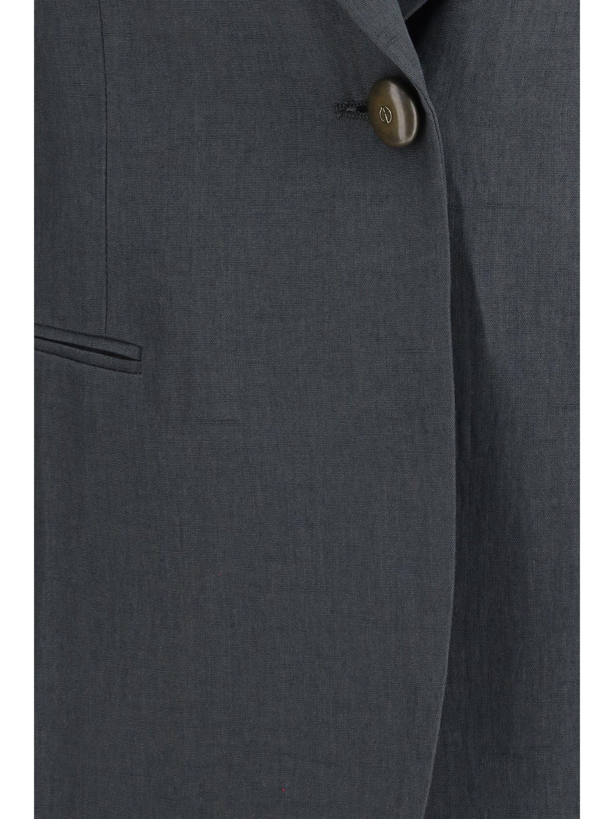 Single-Breasted Linen Jacket Dark Shadow