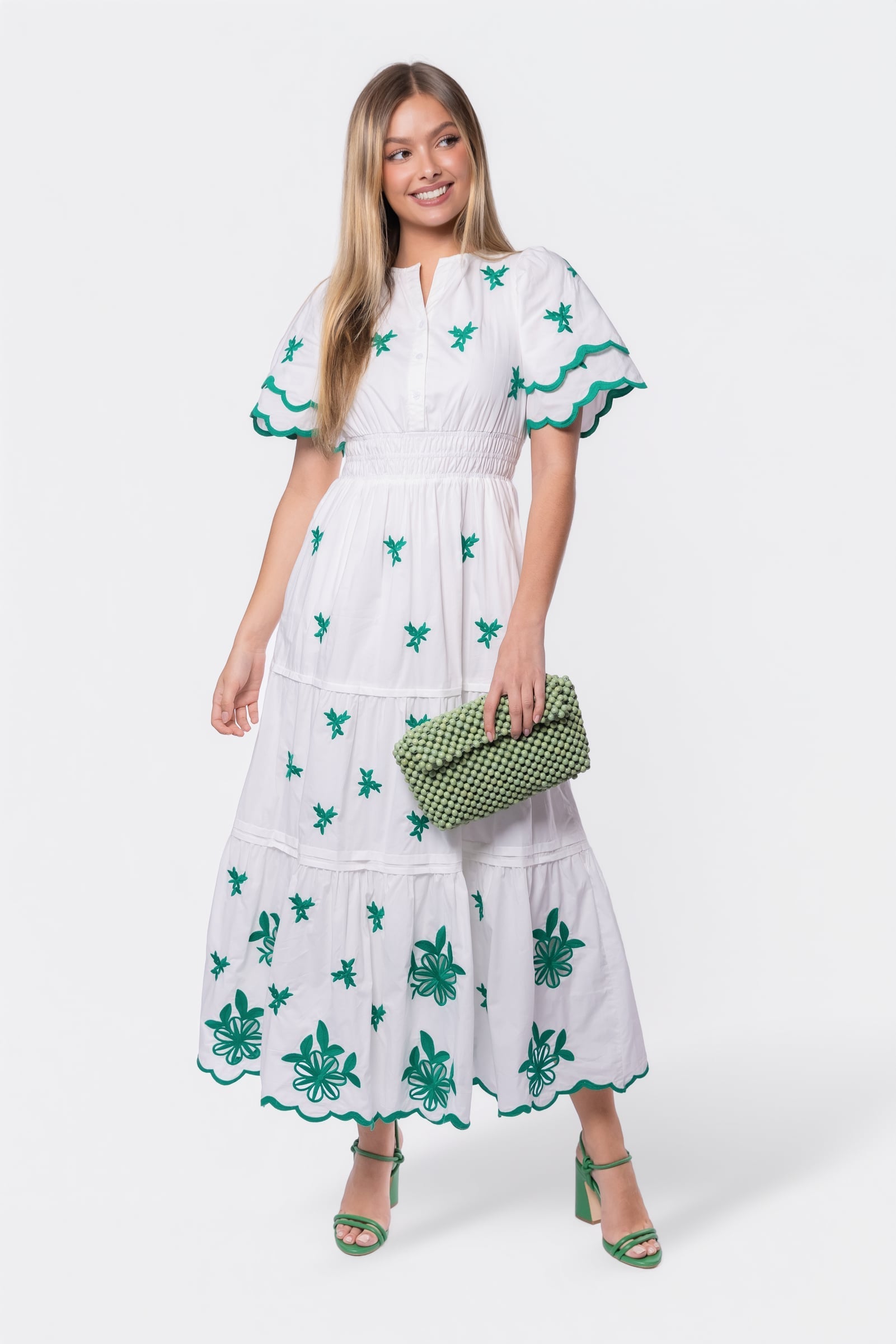 emerald green and white dress Estelle (White Green) – Zulily YGroup_MD1011 US KIDS SIZE:4 Big Kid line dry Never met a Zimmy