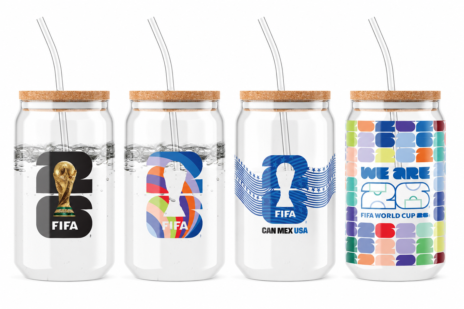 Official FIFA World Cup 2026 Edition 16 Oz Glass Sippers Bamboo
