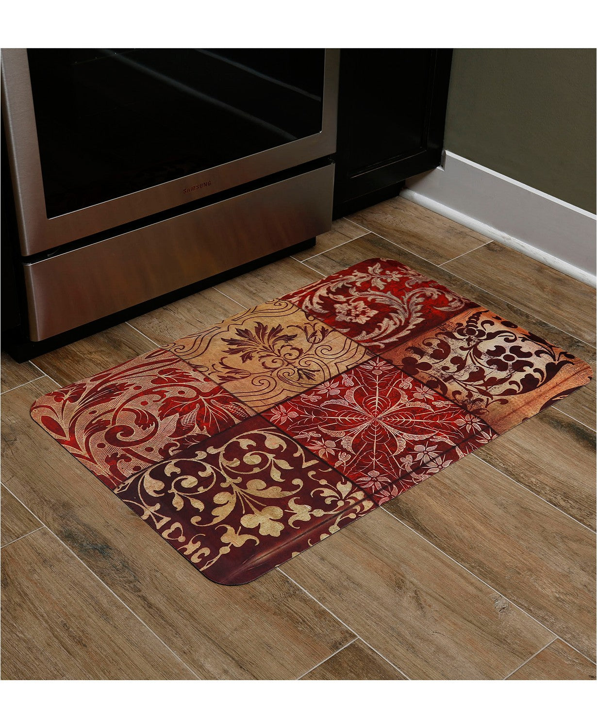 Red Mosaic Antifatigue Kitchen Mats