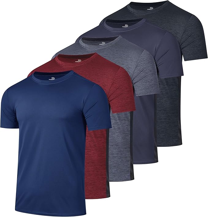 (5-Pack) Men's Active Athletic Dry-Fit Performance T-Shirts