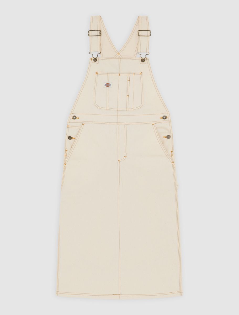 white christmas dresses Dickies Women's Long Overall Denim Dungaree Dress