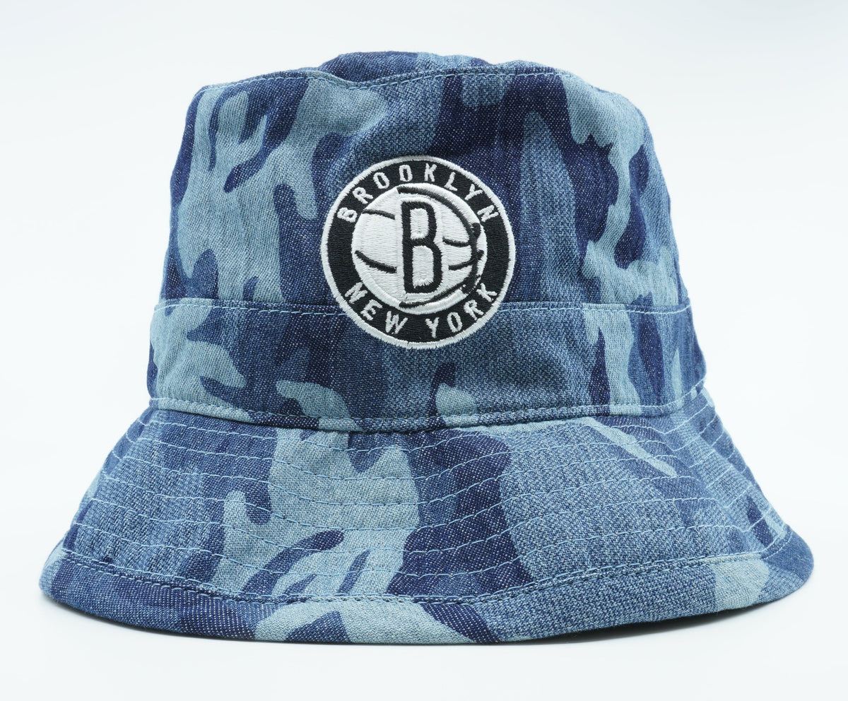 Mitchell & Ness Men's NBA Brooklyn Nets Camouflage Denim Bucket Hat Hats