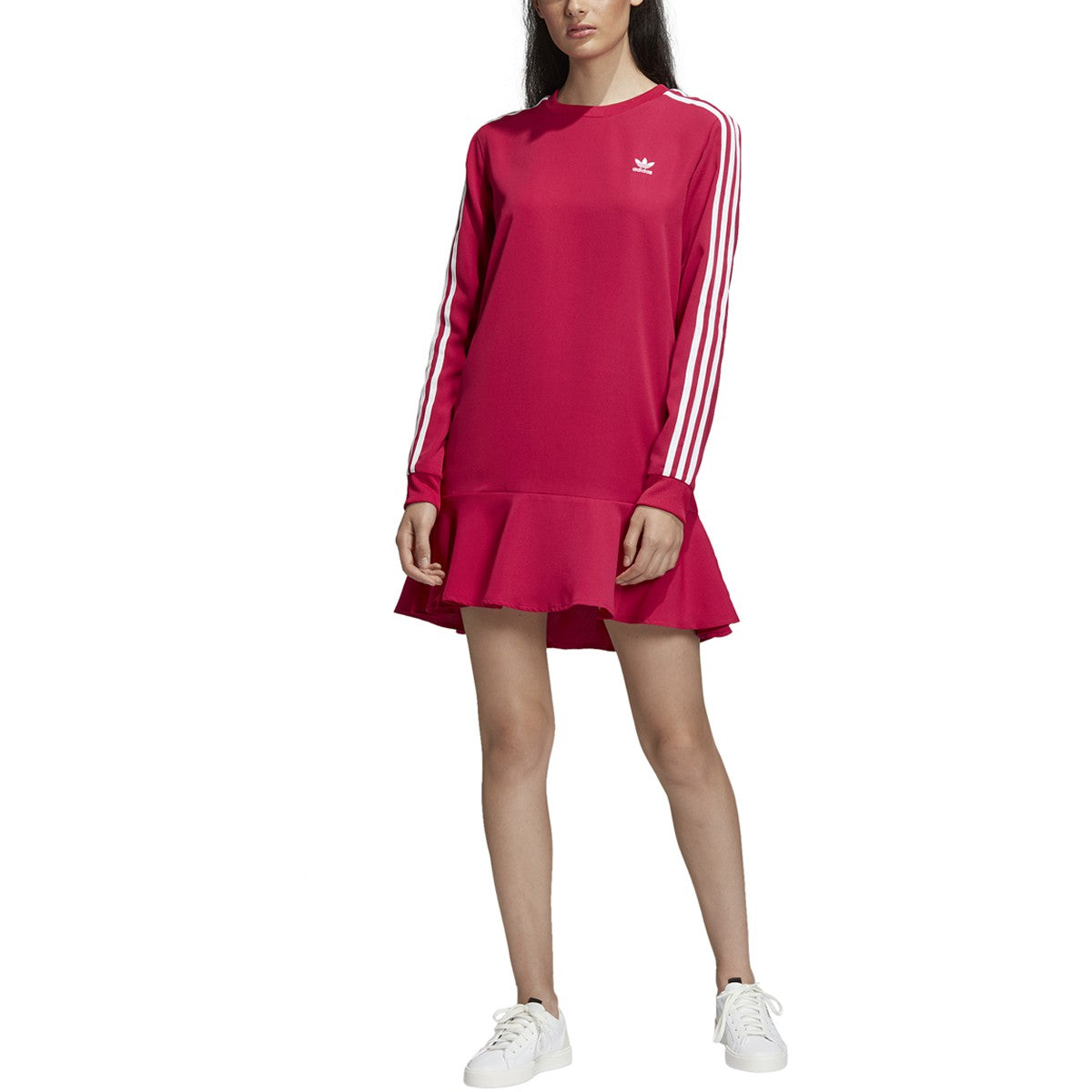 adicolor long sleeve maxi dress adidas Originals Adicolor classics 3-stripes maxi dress in night indigo / crew orange