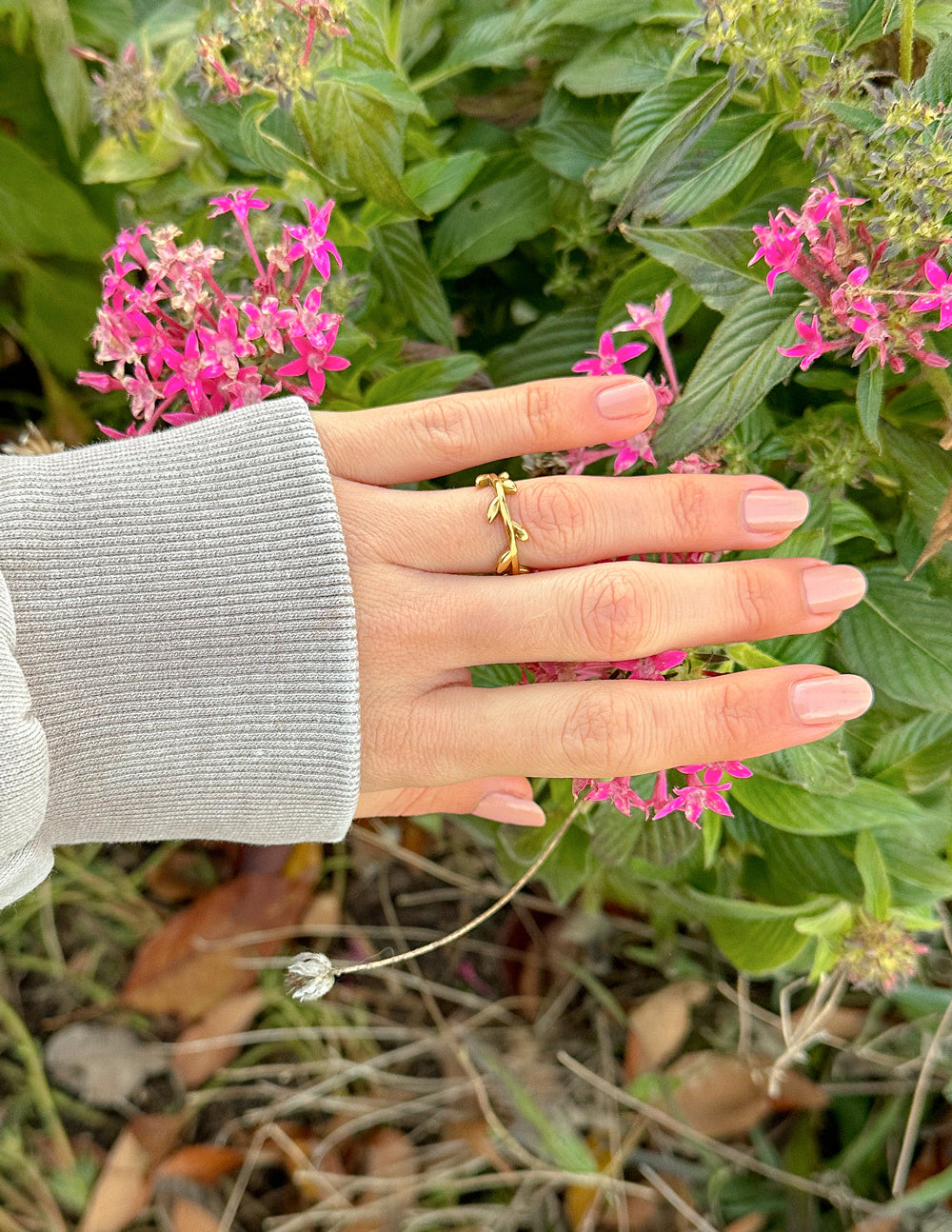 Elevated Faith Dainty Olive Branch Ring
