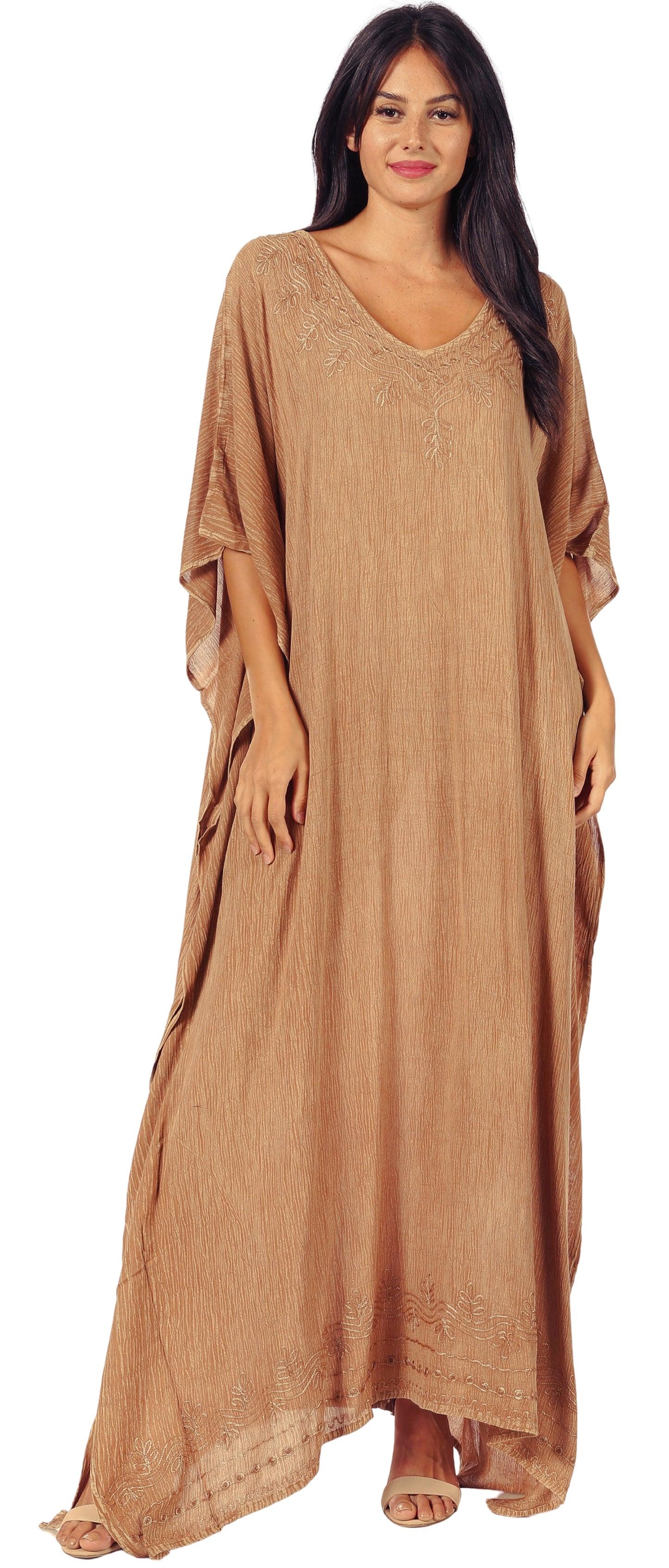 Sakkas Favi Womens Casual Long Maxi Dress Caftan Cover Up Loungewear in Rayon