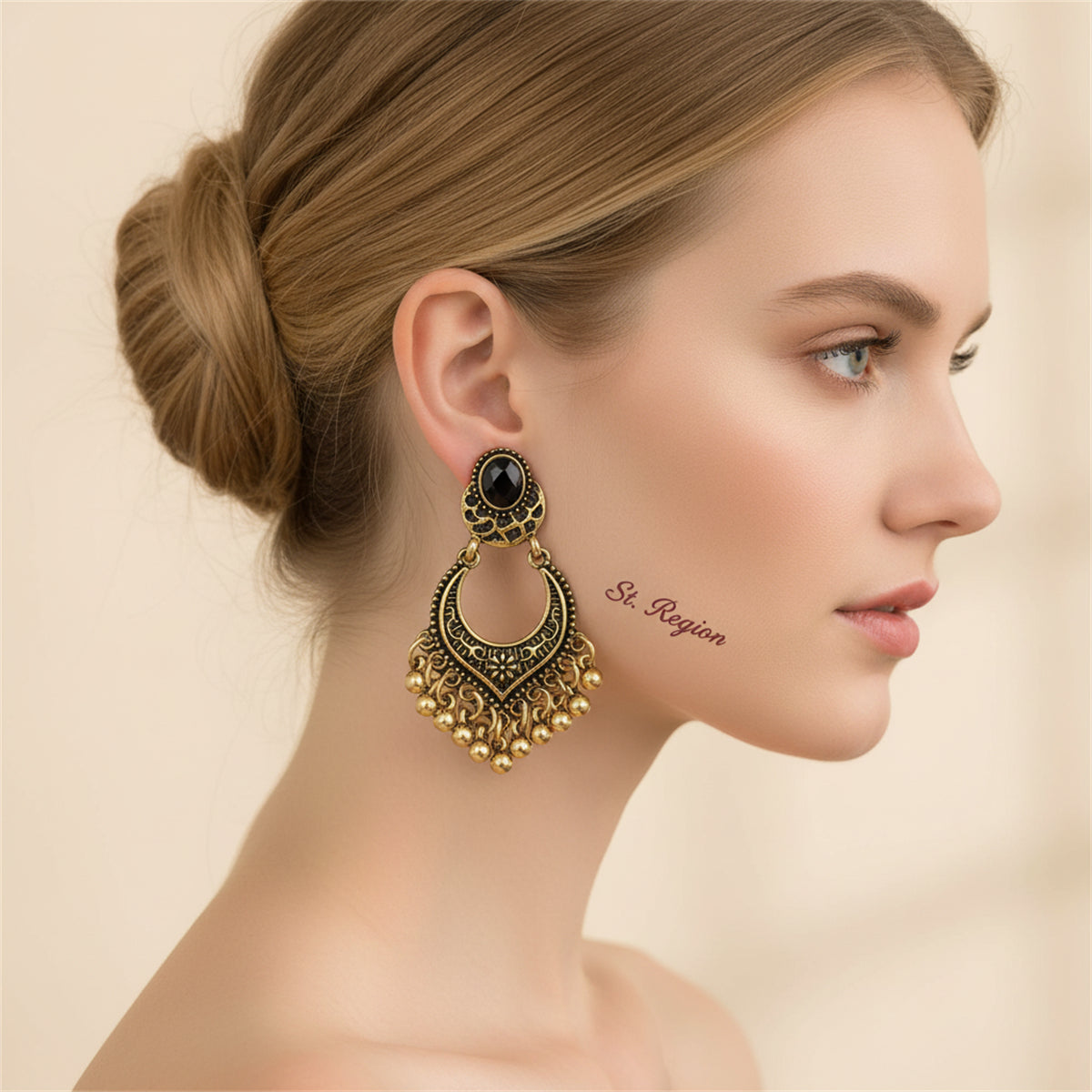 Goldtone & Black Resin Bell-Tassel Drop Earrings