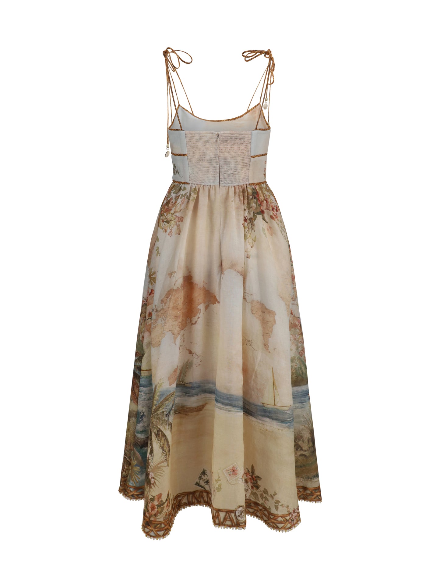 Dress Mahon Linen Island Map Blue