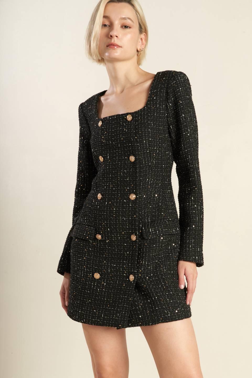 black tweed mini dress HEART UNBOUND l FREEMARKET / M price-$600 - $700 With its beautiful tweed Dresses Ladies Lace Evening Width:Wide (EEE)