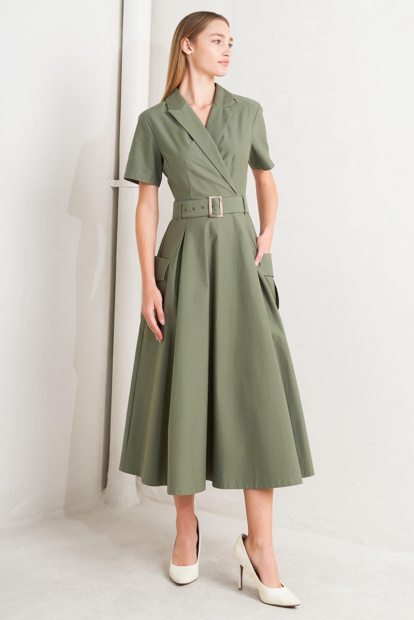 woven midi dress LOST IN THE STARS L FREEMARKET OLIVE / L Version:Hill Country Wine True to Size Class:M DRESS SHIRTS 1940s O'Hara Cocktail Dress