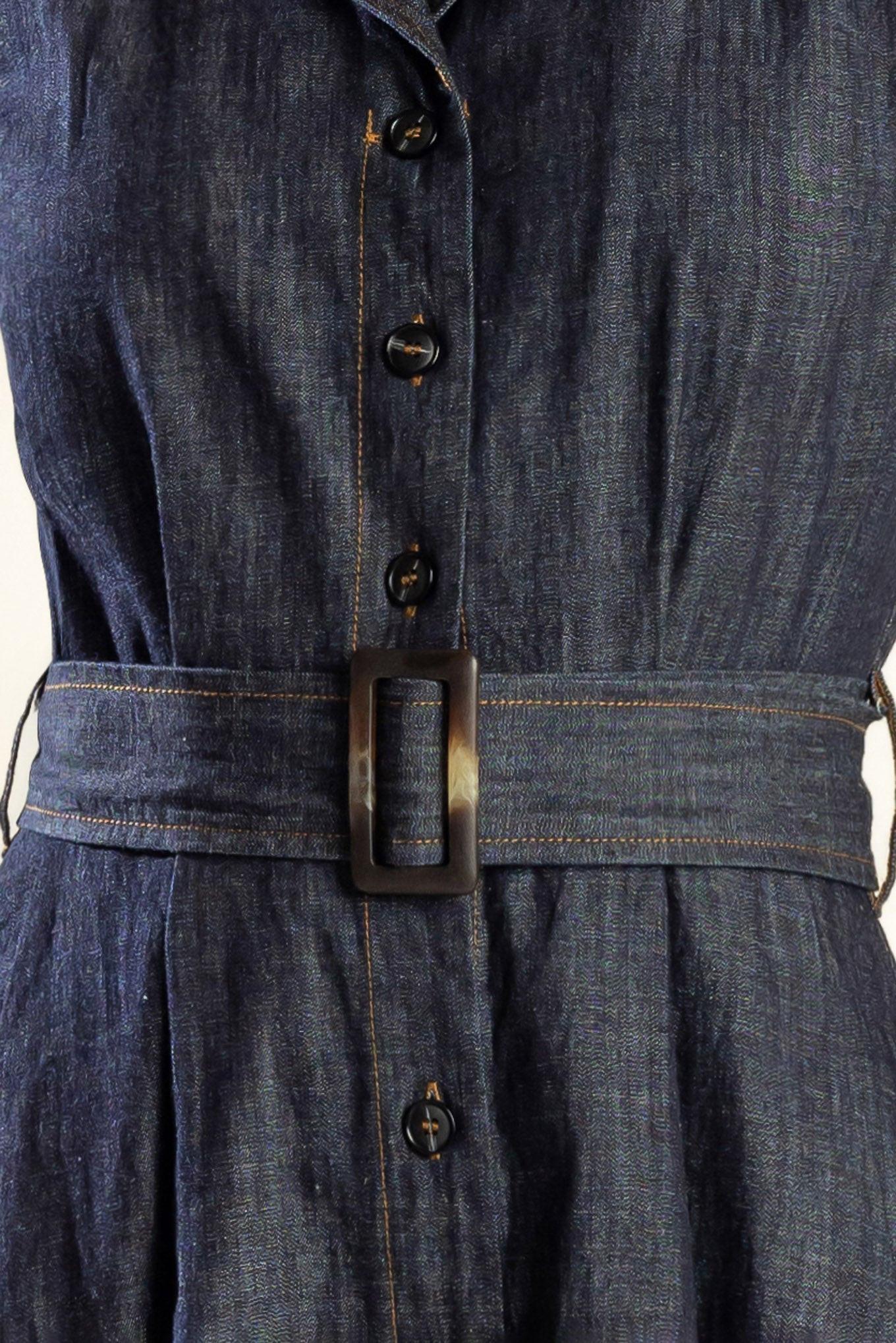 Oasis of Calm Rigid Denim Midi Dress