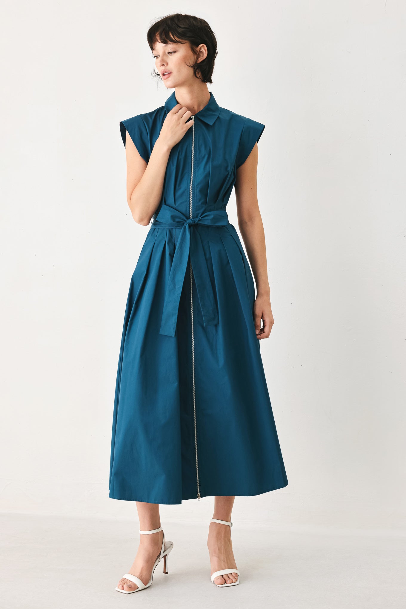 BLUE SERENITY WOVEN MIDI DRESS L FREEMARKET TEAL / L