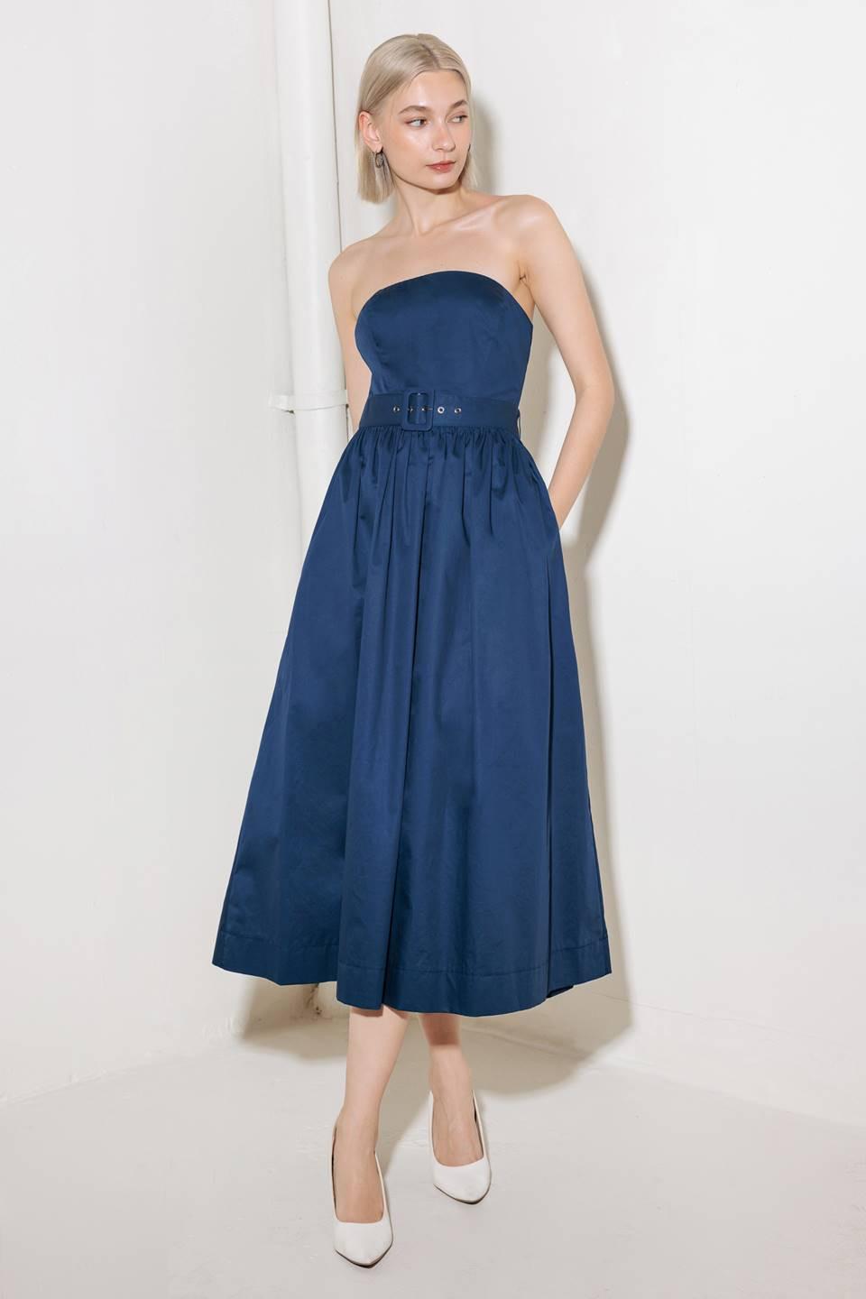 zulily cocktail dresses ENDLESSLY CHARMING WOVEN MIDI DRESS, NAVY / M
