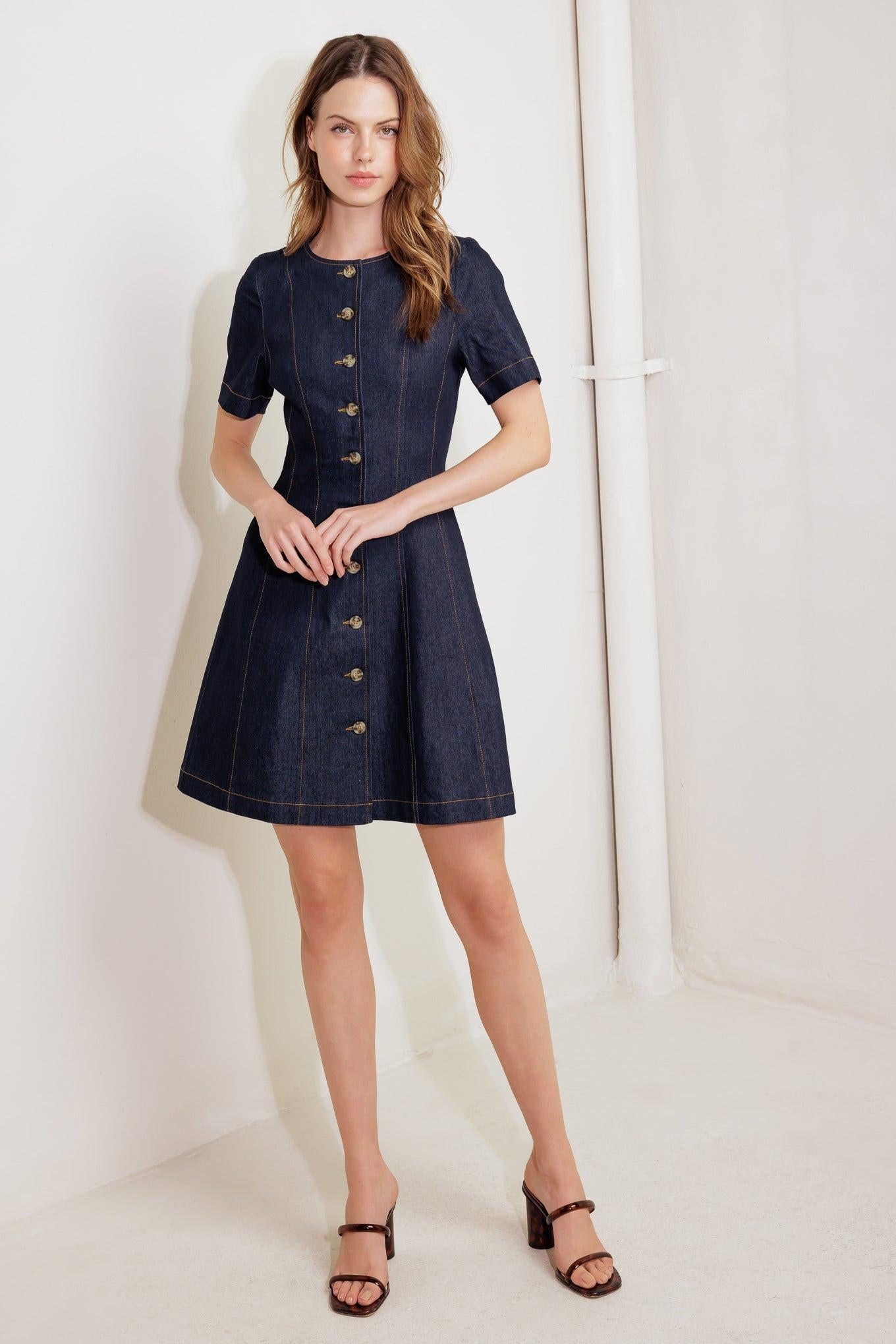 INDIGO TEMPO DENIM MINI DRESS l FREEMARKET DARK DENIM / M