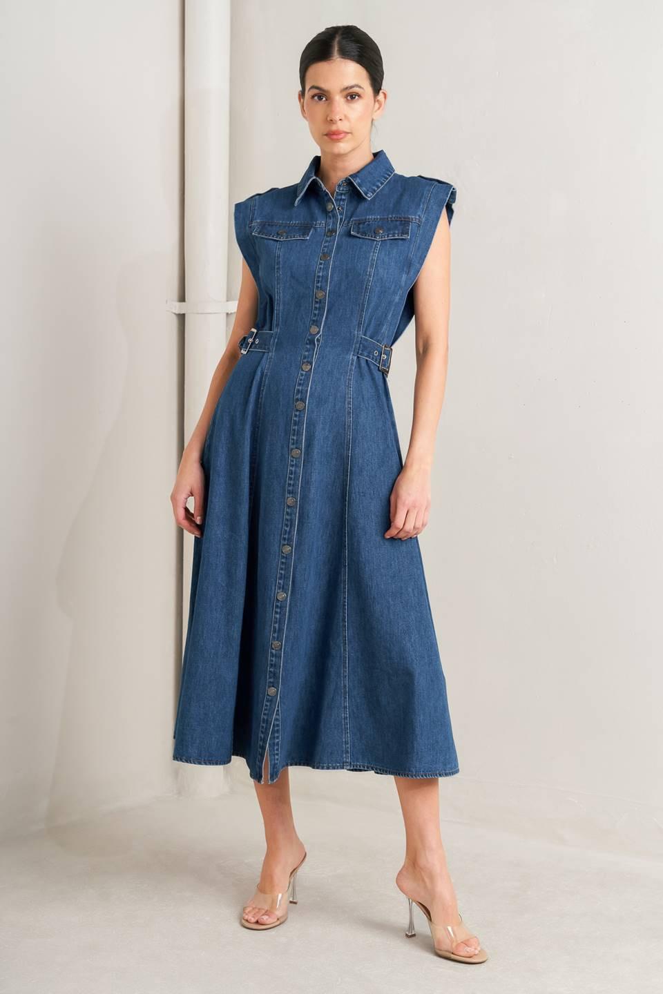 ICON VINTAGE DENIM MIDI DRESS L FREEMARKET DENIM / L