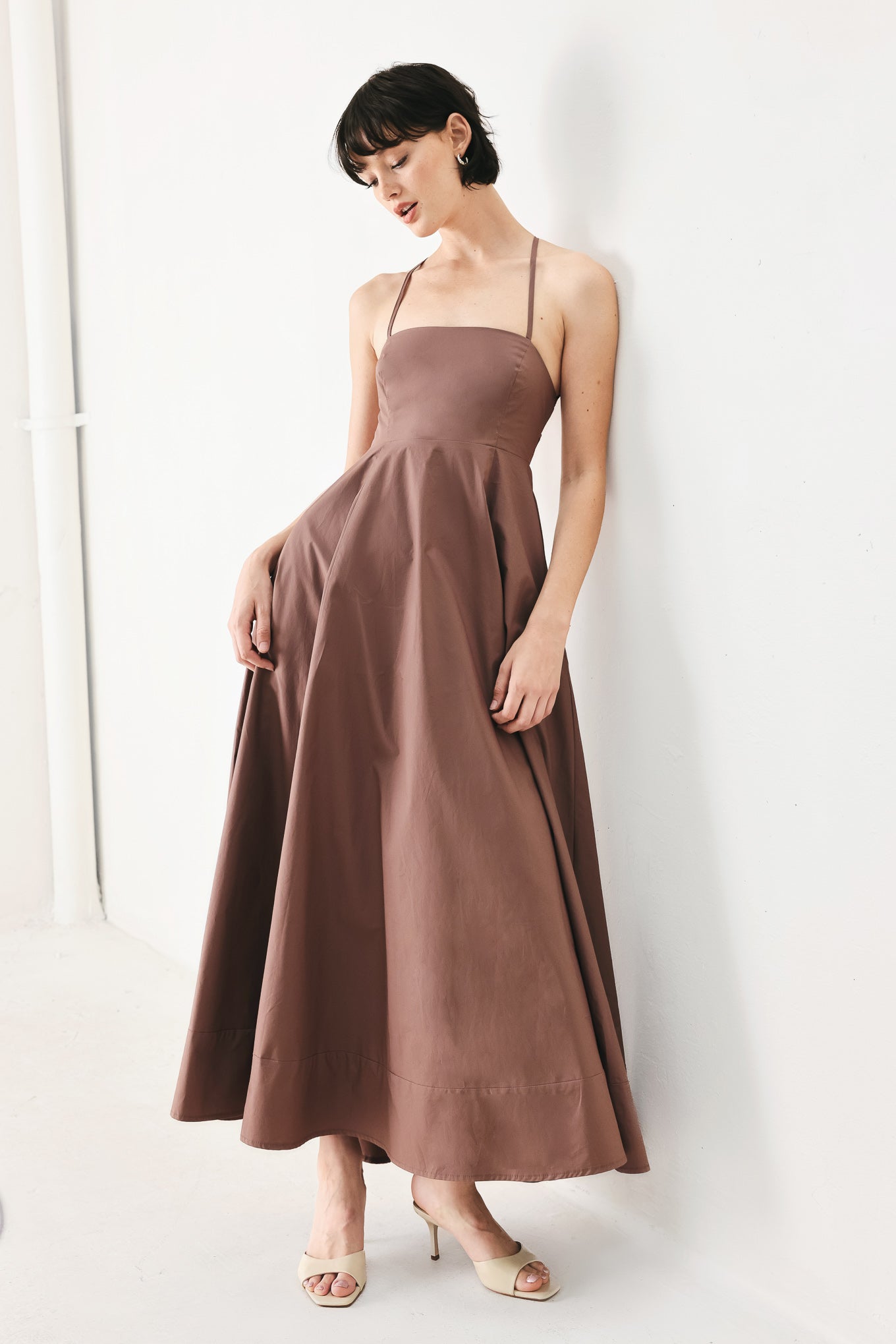 WOVEN MIDI DRESS L FLYING TOMATO COCOA / L