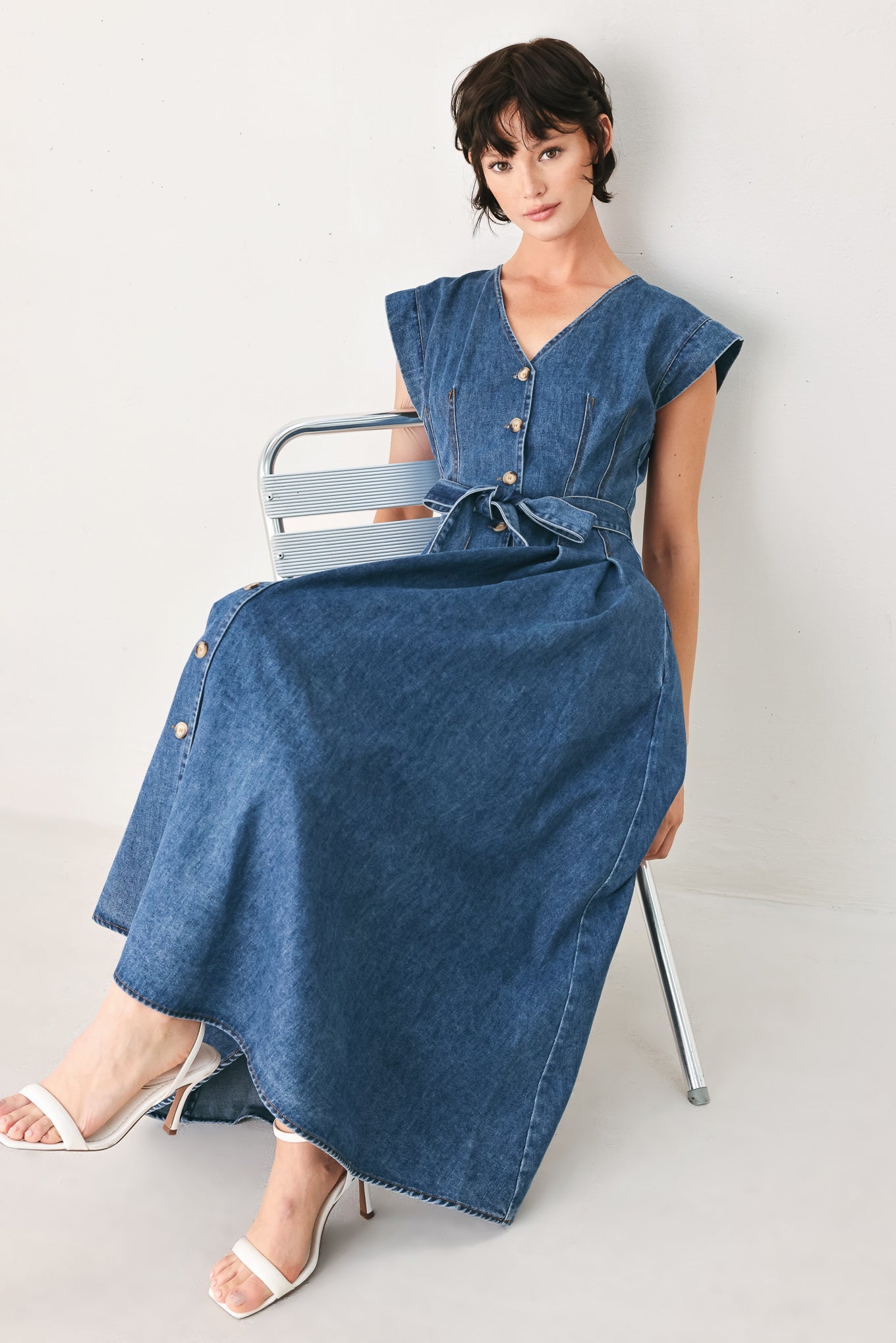 DAYDREAM DENIM MIDI DRESS l FLYING TOMATO MEDIUM INDIGO / M