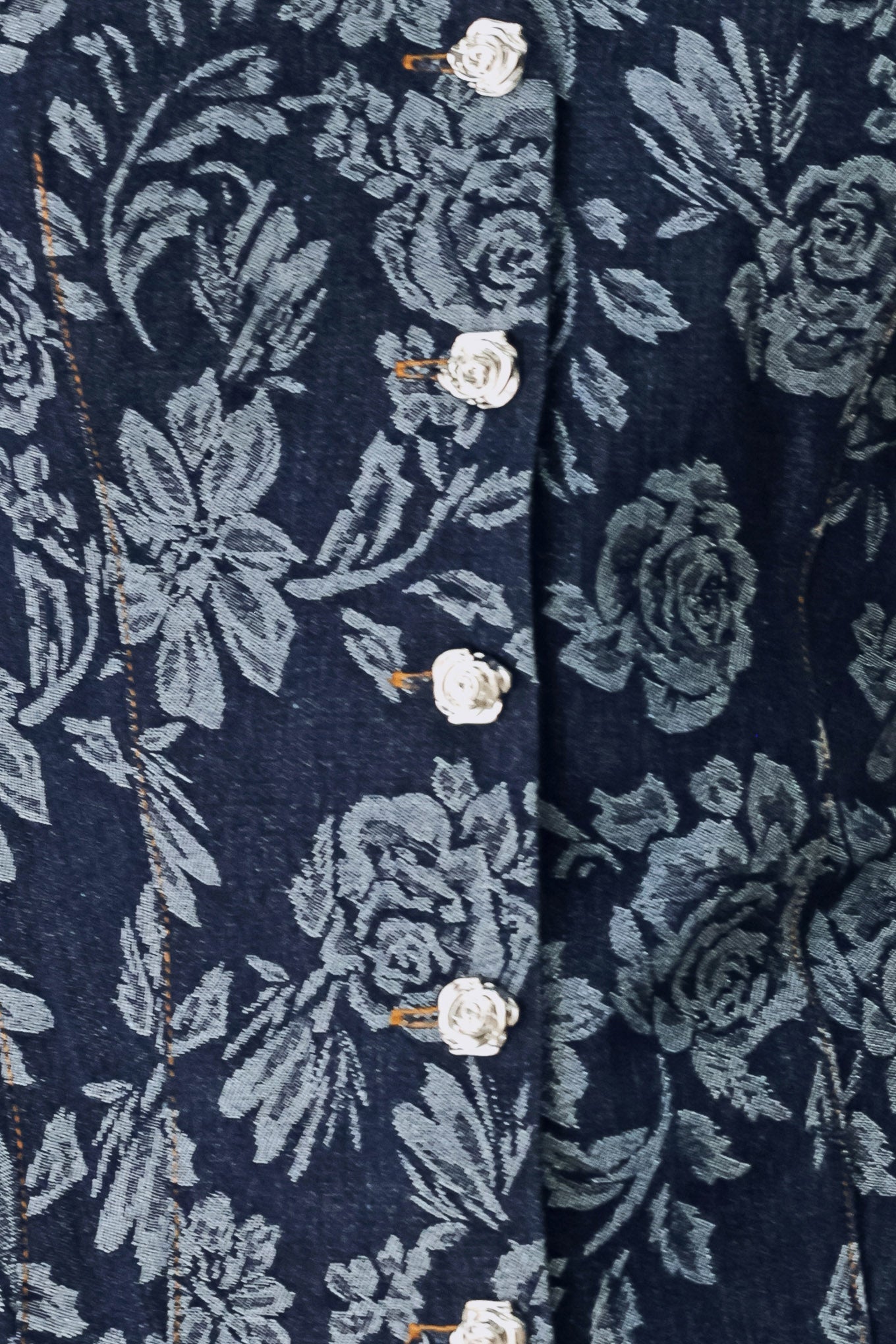 Rosette Floral Woven Jacquard Top
