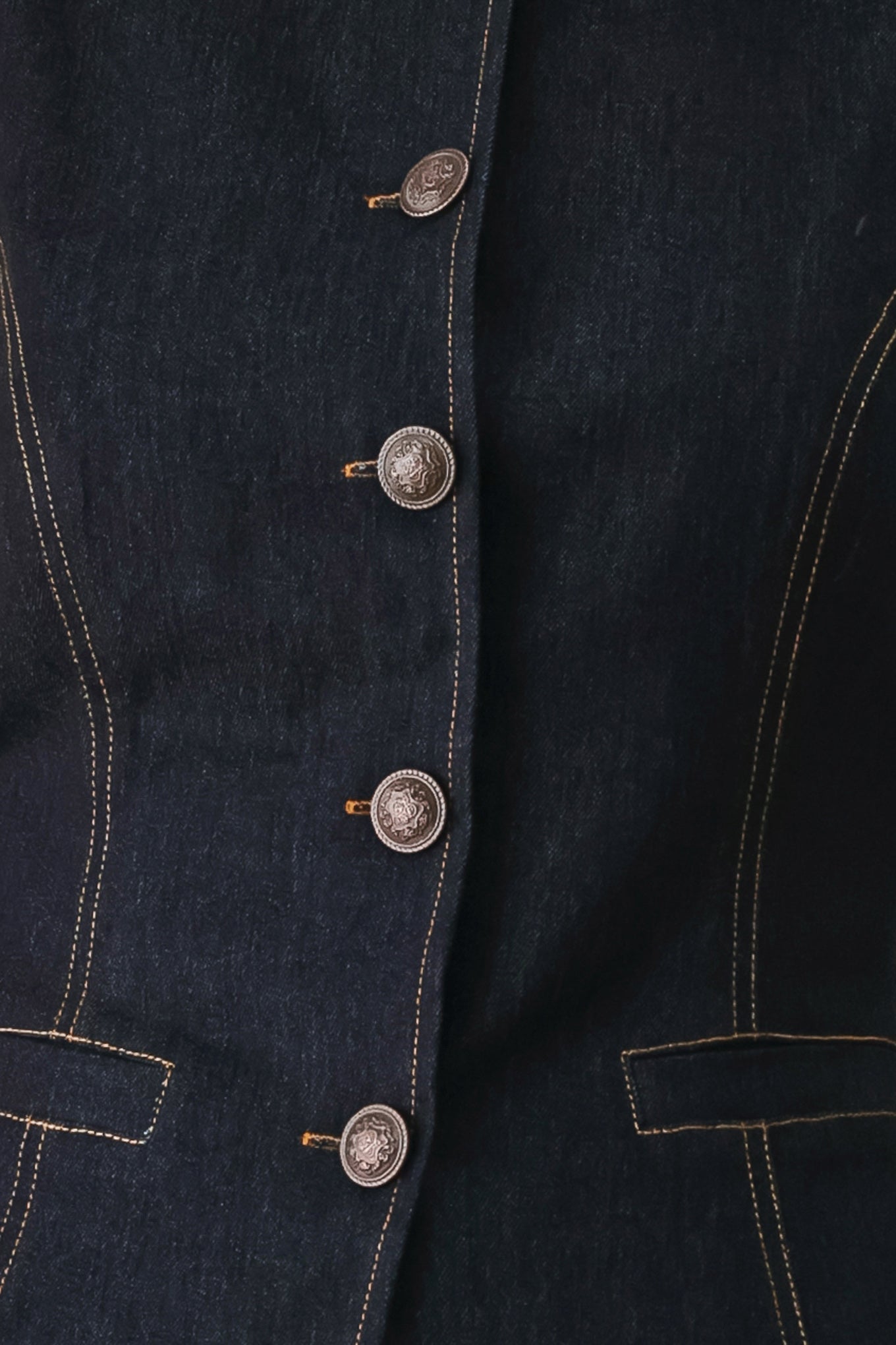 Contrast Stitch Denim Vest