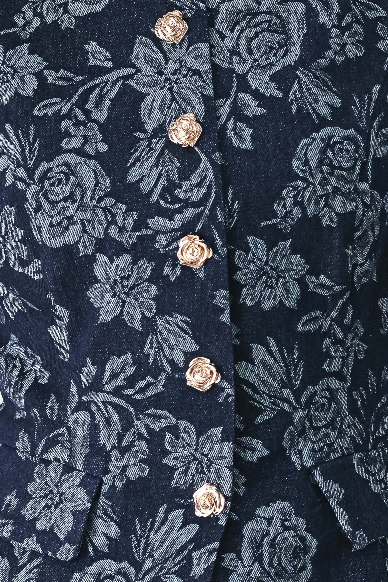 Midnight Rose Jacquard Denim Vest