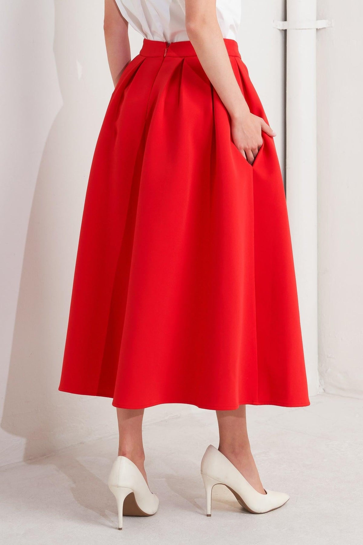 Strawberry Pop Woven Full Midi Skirt