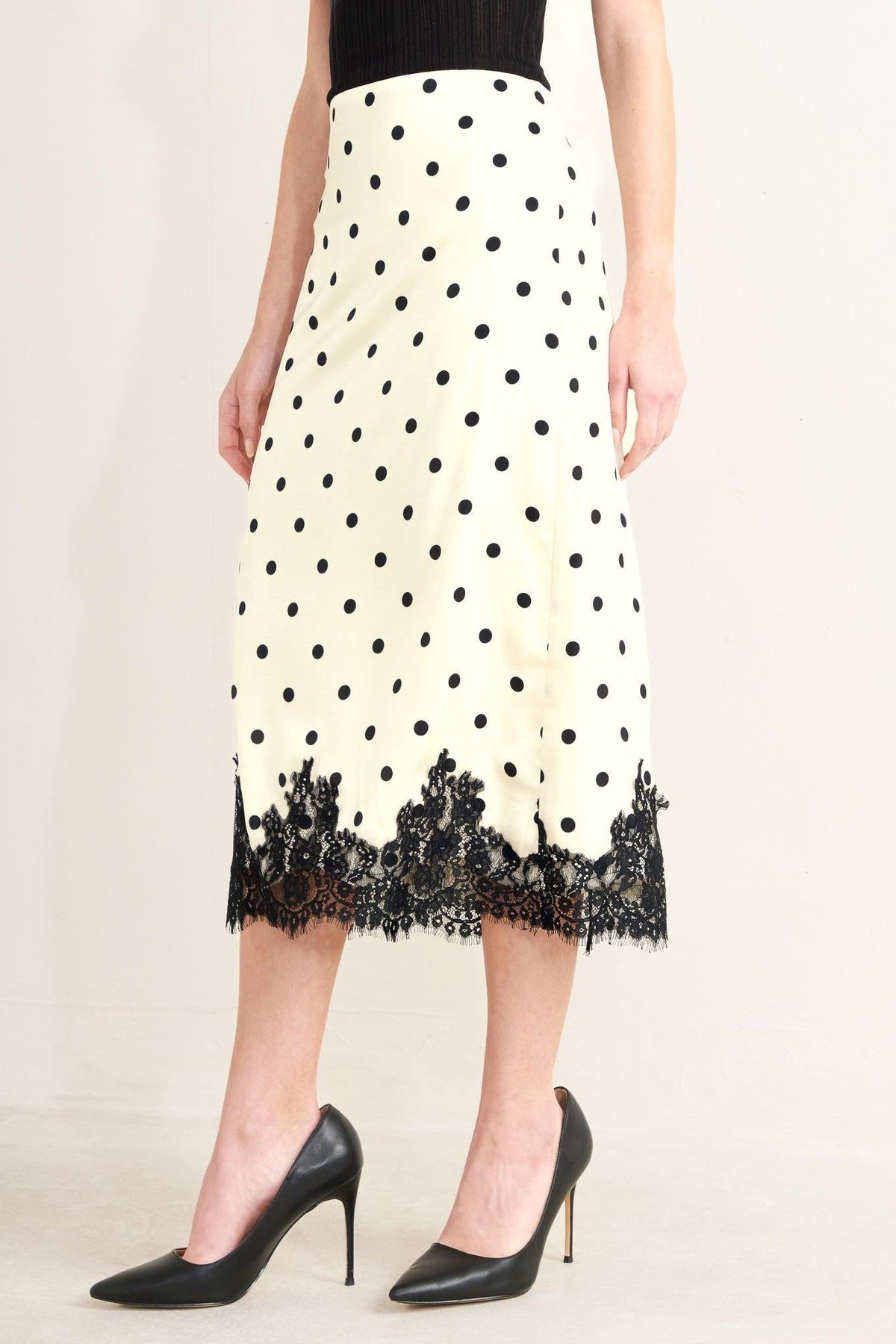 Paris Polka Woven Midi Pencil Skirt