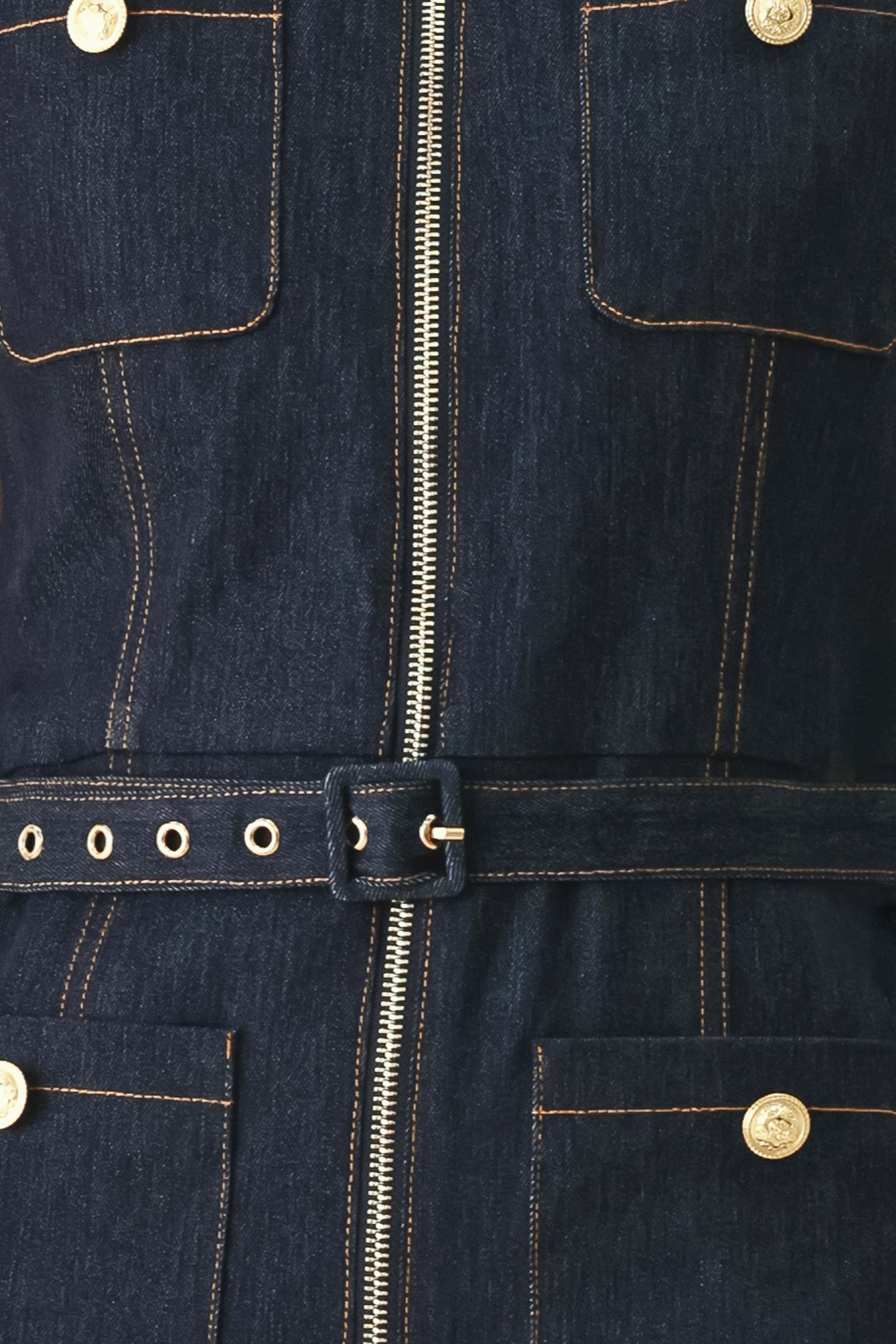 Sleeveless Workwear Denim Jumpsuit