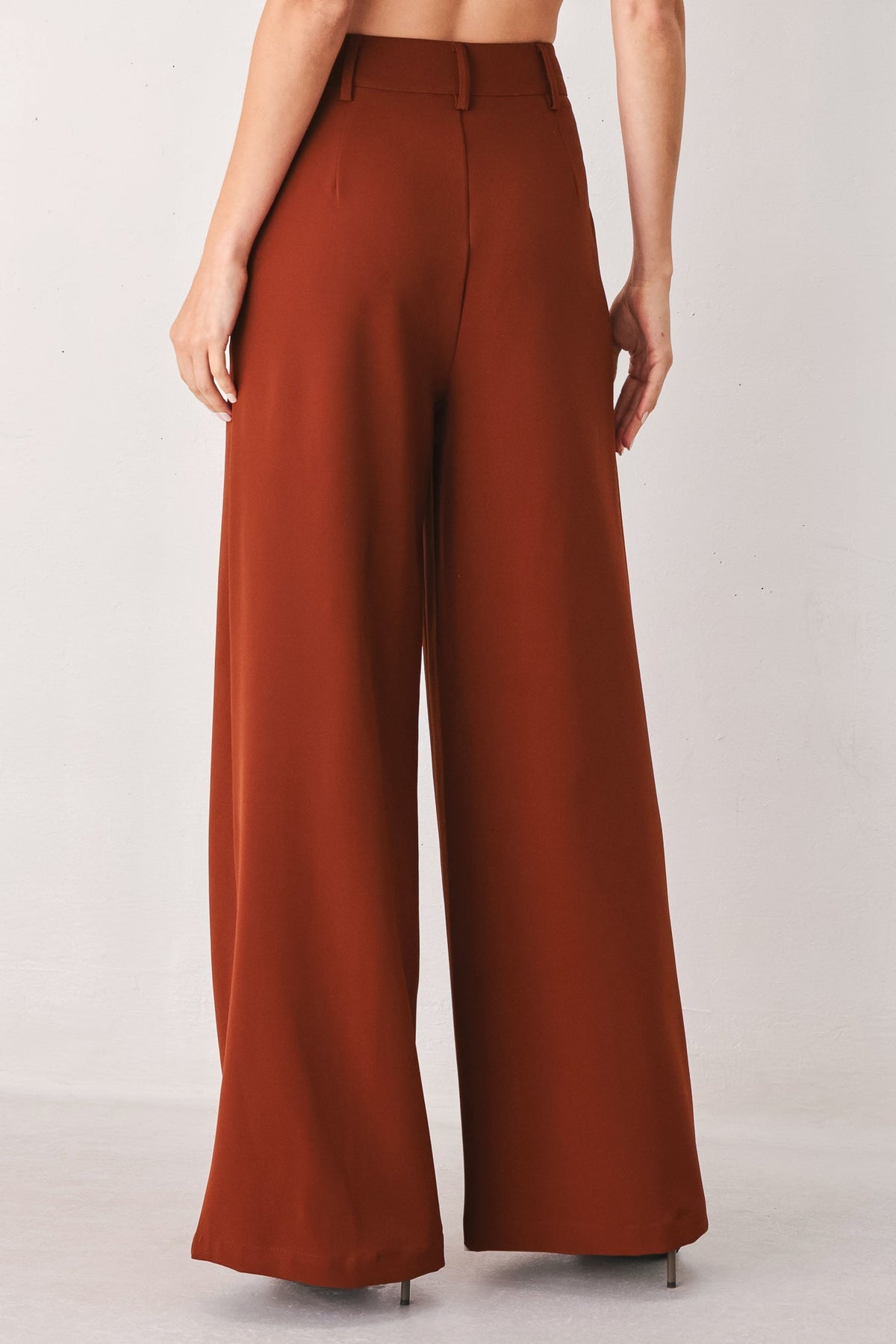 Autumn Rust Flowy Wide Leg Woven Pants