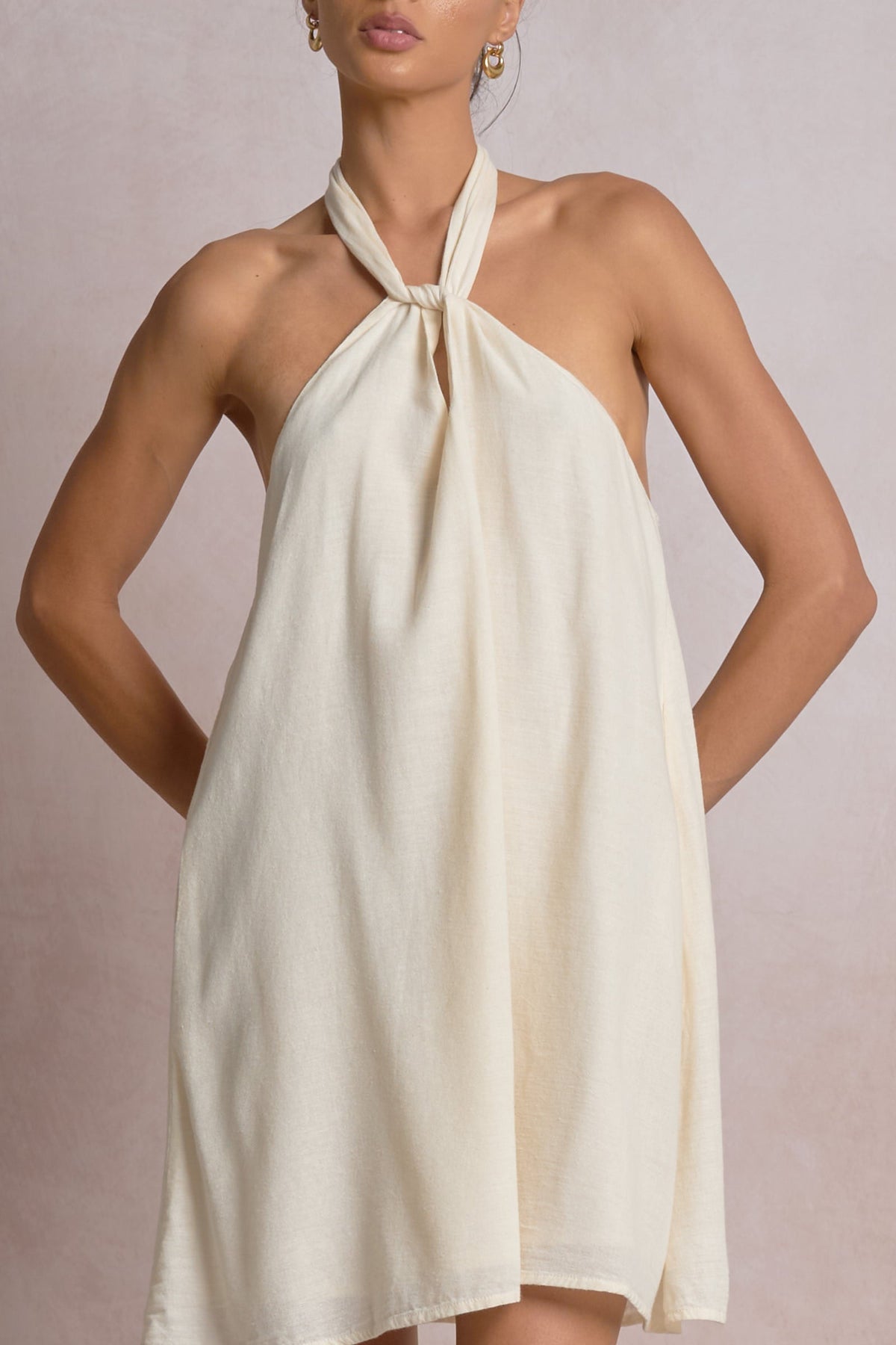 Santorini Halter Dress Off White