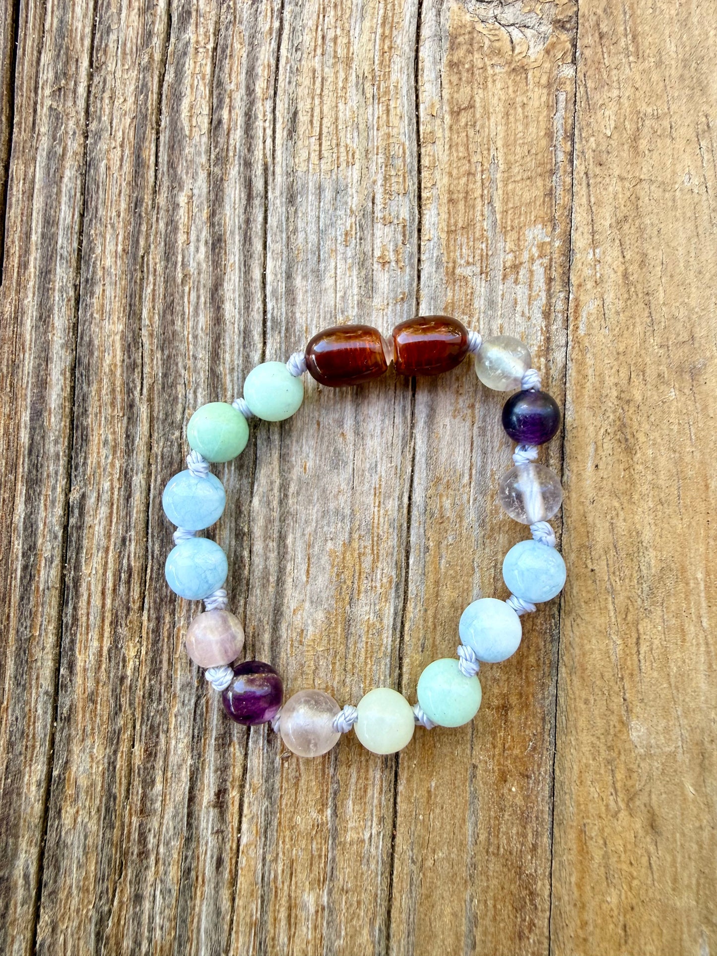 Amethyst + Amazonite + Aquamarine || Gemstone Bracelet