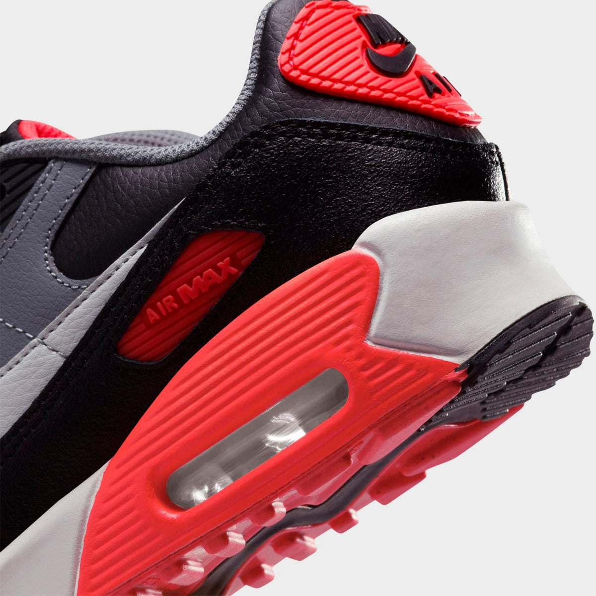 Nike Grade School Air Max 90 'Black Cool Grey Bright Crimson Photon Dust Gs' Sneakers