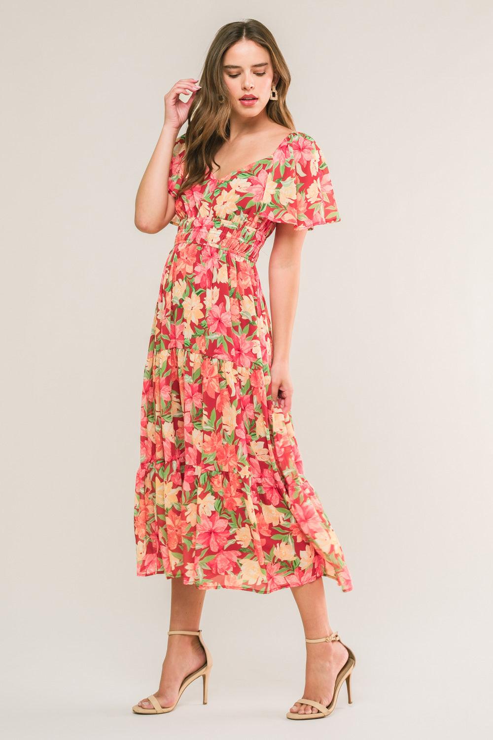 Love is Blooming Woven Midi Dress