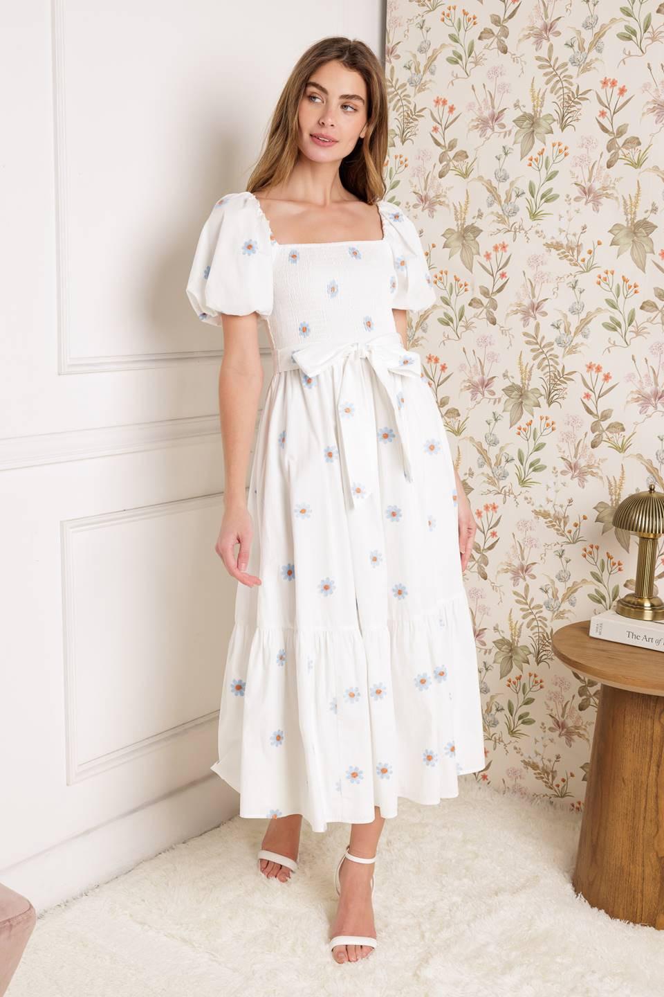 Luxe Lagoon Embroidered Midi Dress