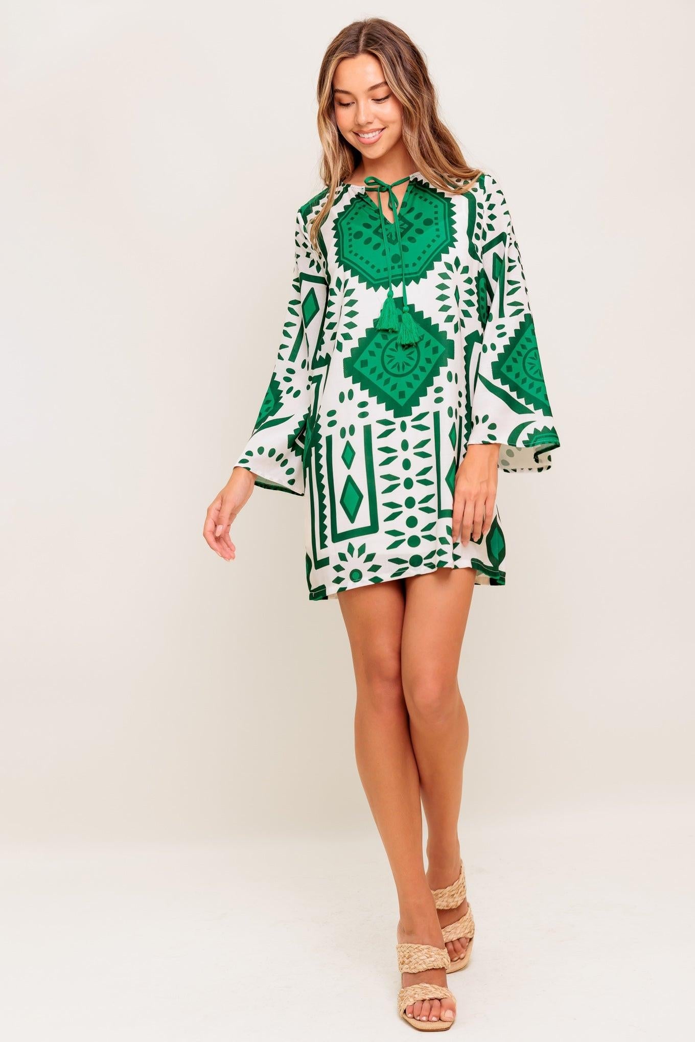 emerald green tunic dress TERRA WOVEN MINI DRESS, IVORY / L Regular Size