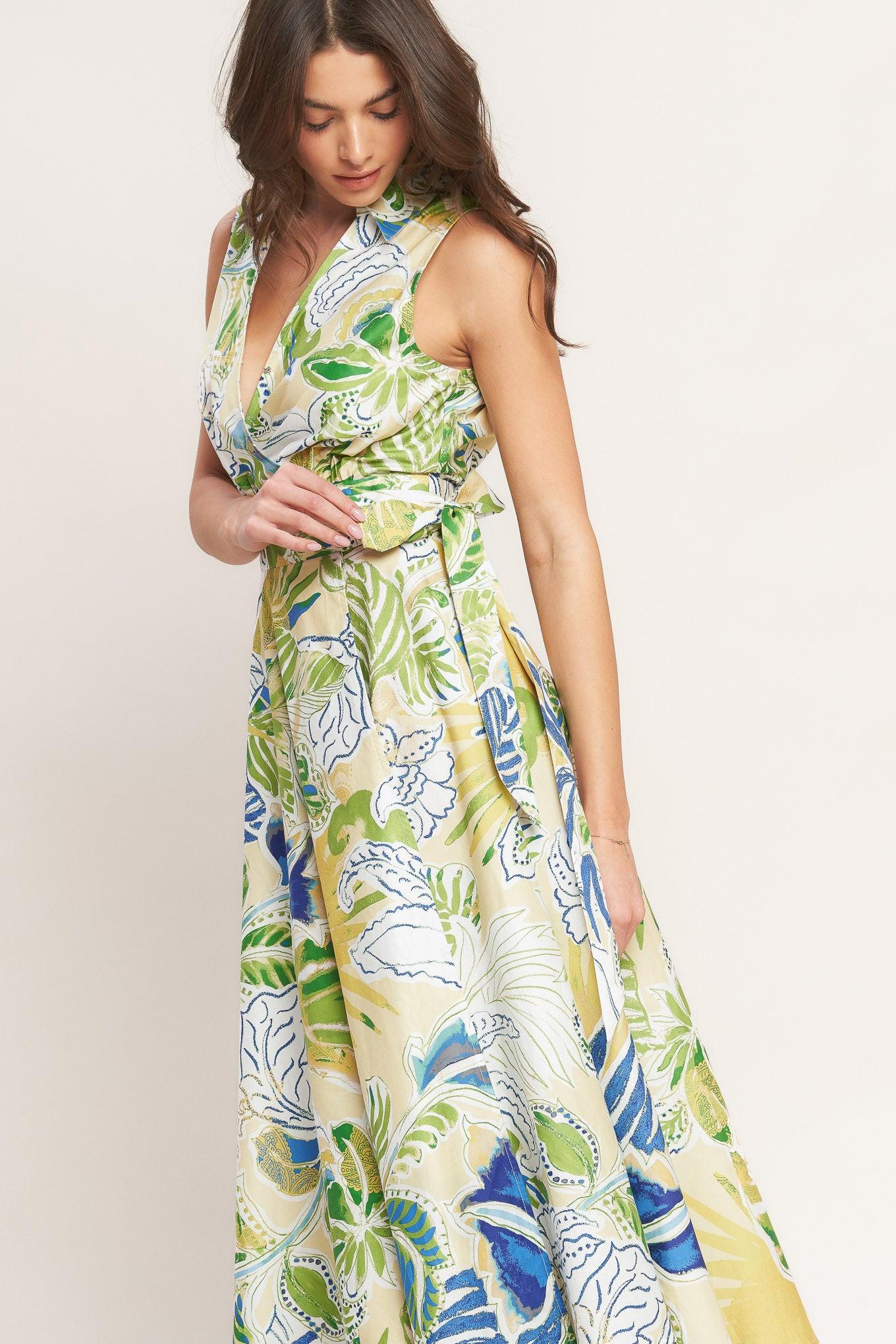 Lagoon Flow Woven Midi Dress