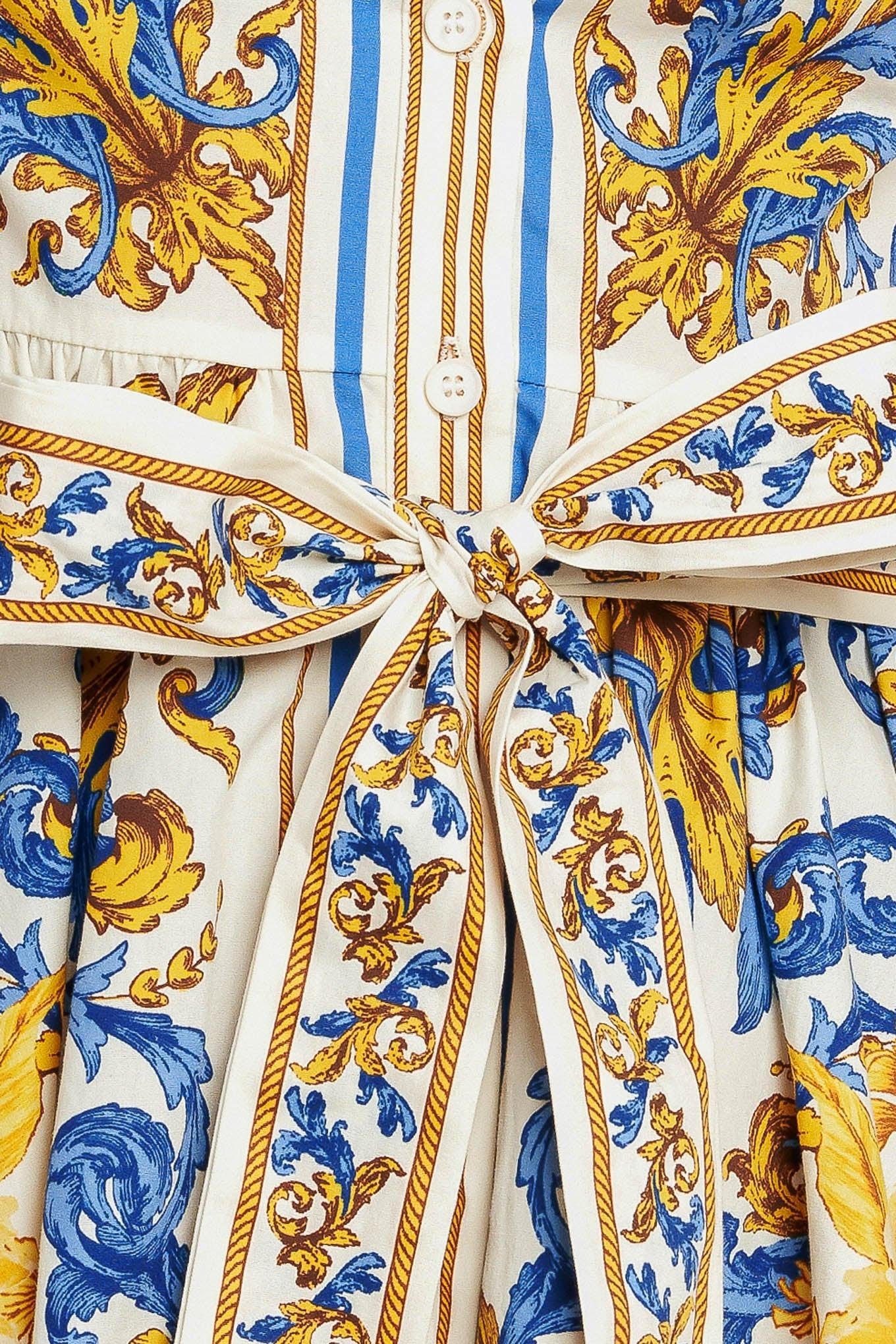 Royal Contrast Palette Woven Mini Dress