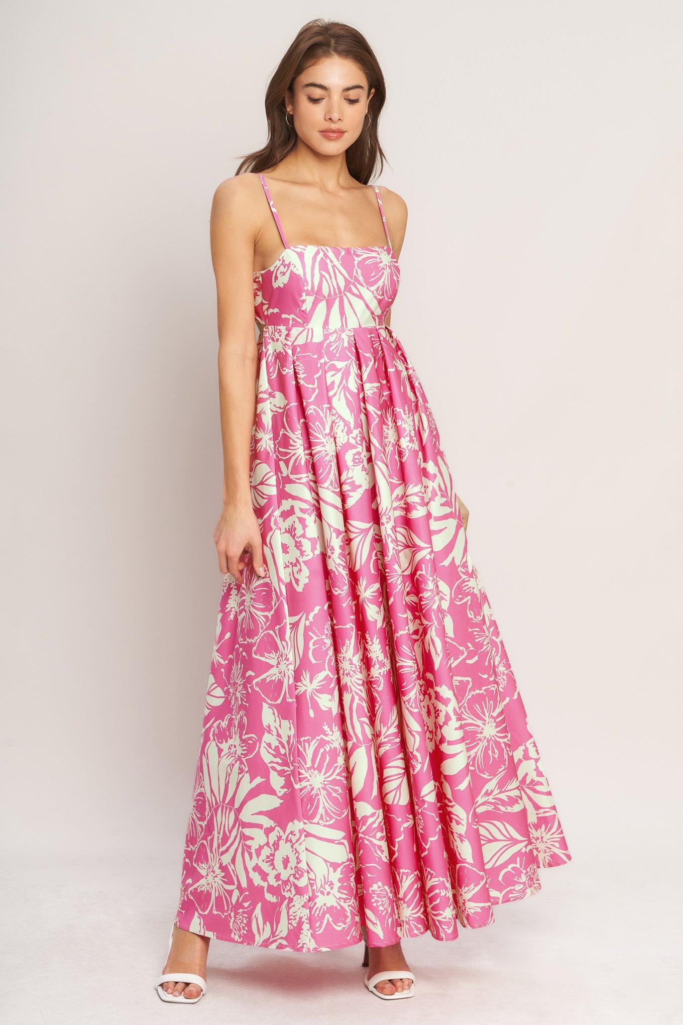 polyester floral maxi dress Rihoas Floral Slip Maxi Dress V Neck Ruffle A-Line for Summer Vacation, Romantic Evening, Cocktail Party, Blue / M