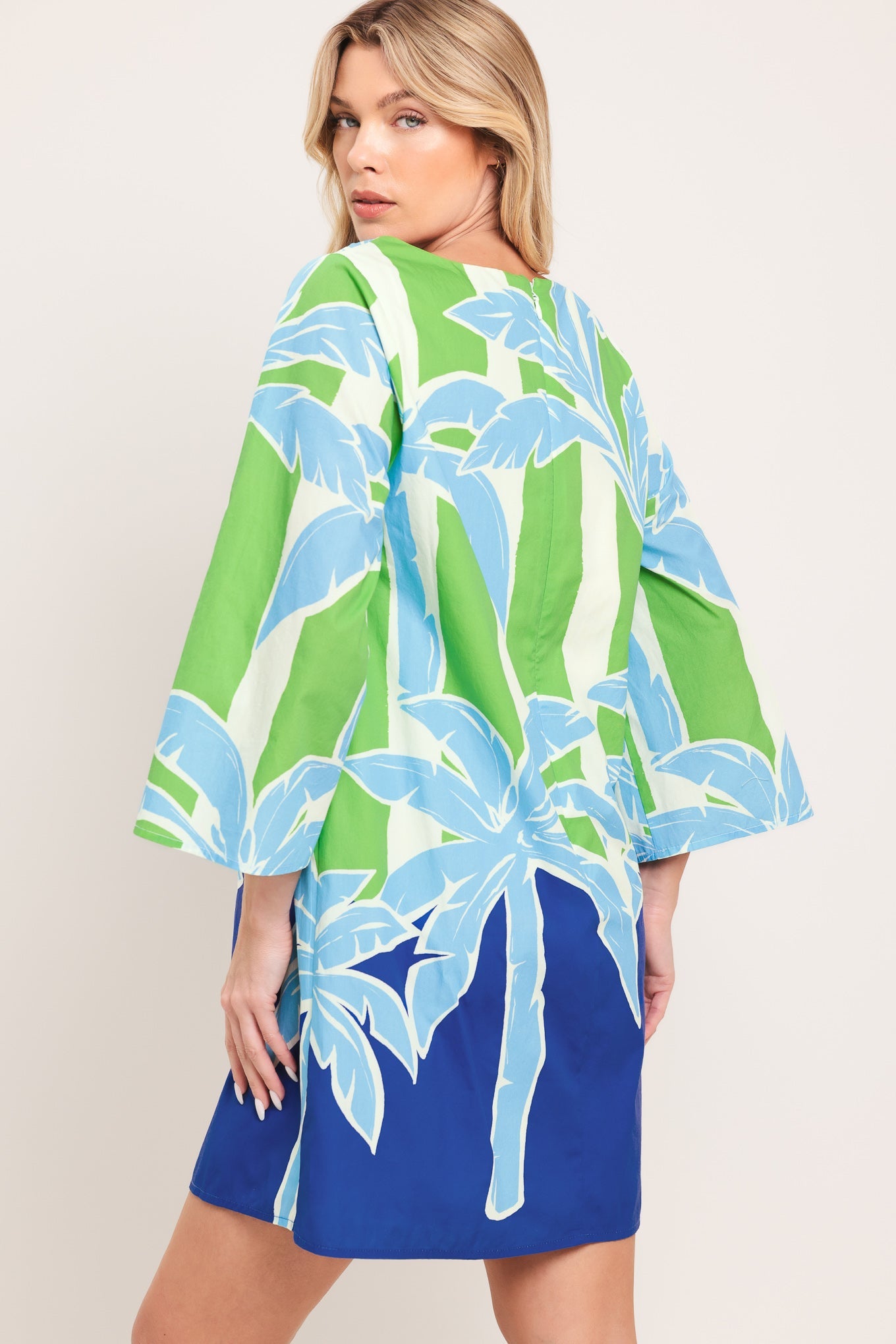Seaside Palm Woven Mini Dress