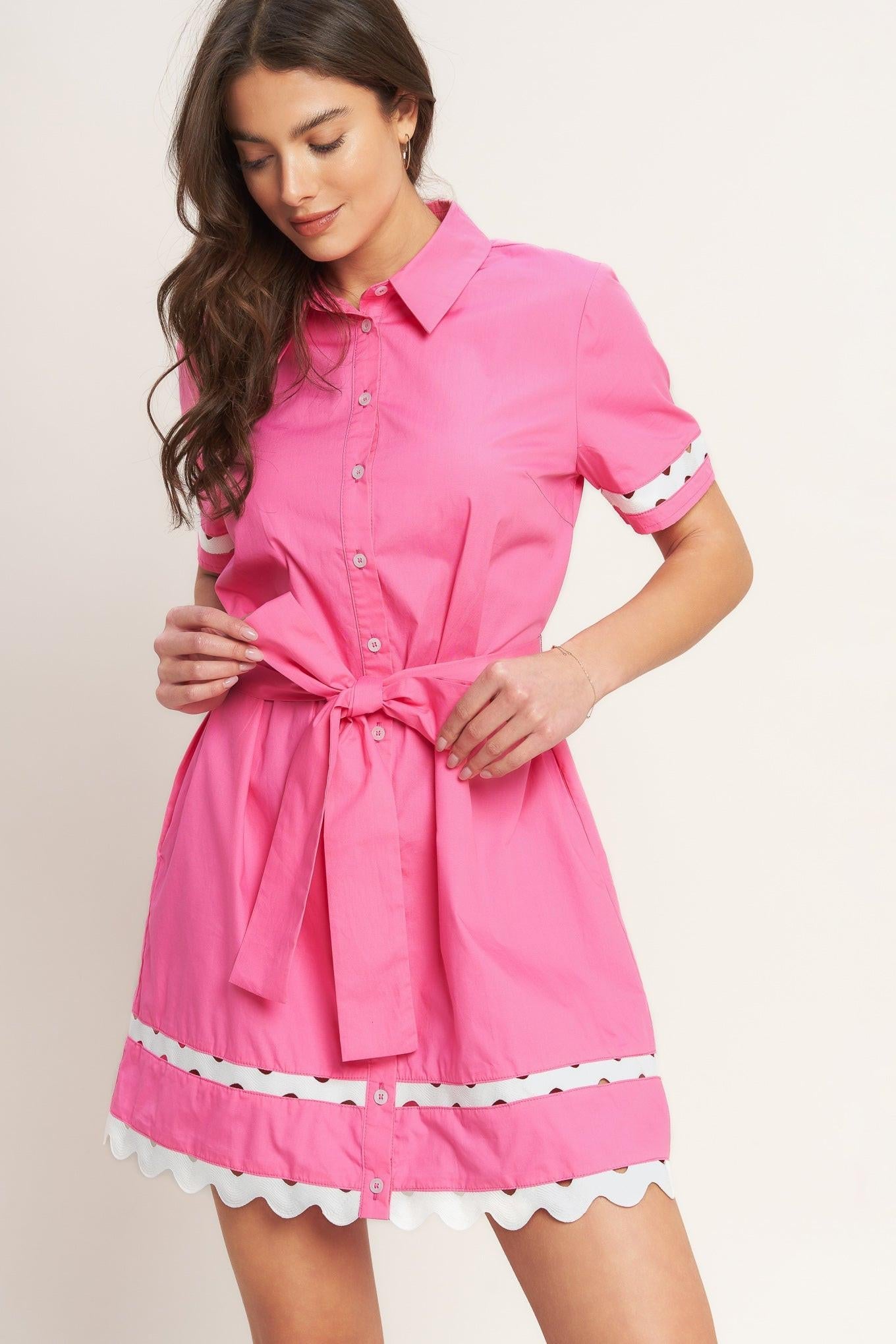 preppy pink dress Hnewly Woman Sweet Summer Retro Elegant Square Colla hnewly Perfect for play and fun all spring and summer long Taylor Dress - Preppy Pink