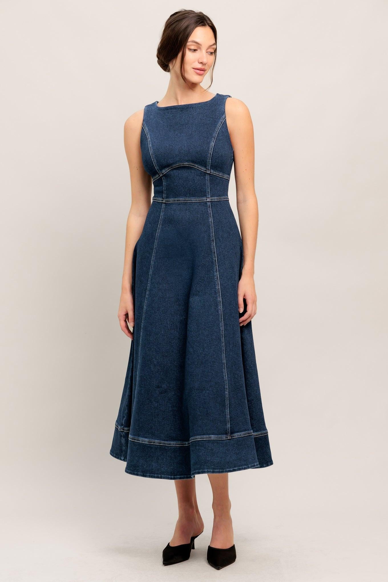 Simple Statement Denim Denim Midi Dress
