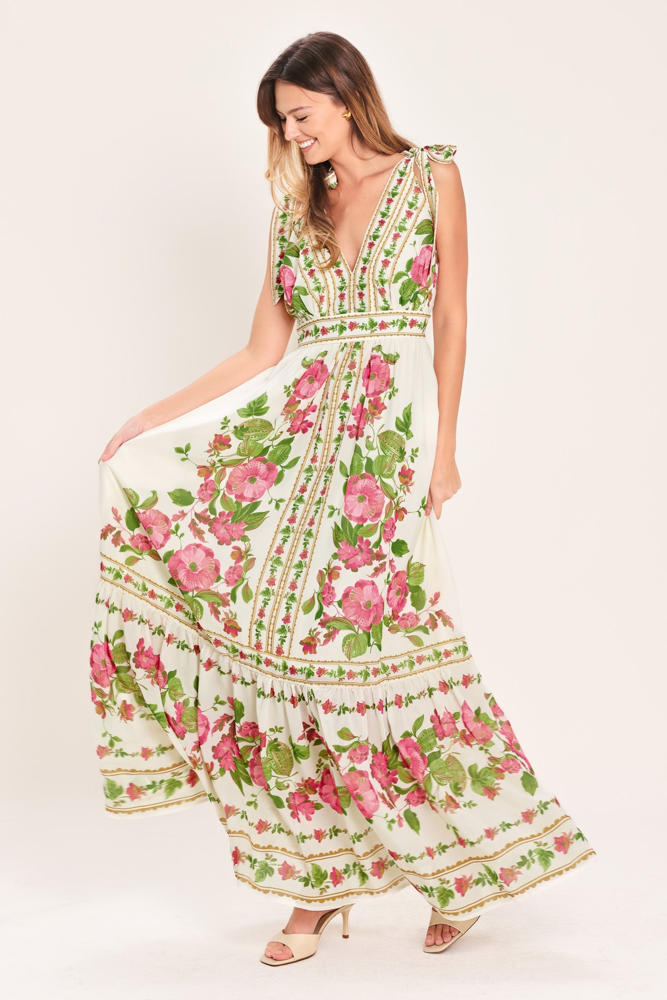 Rose Vine Romance Woven Maxi Dress IVORY / M Rose Vine Romance Woven Maxi Dress IVORY / M