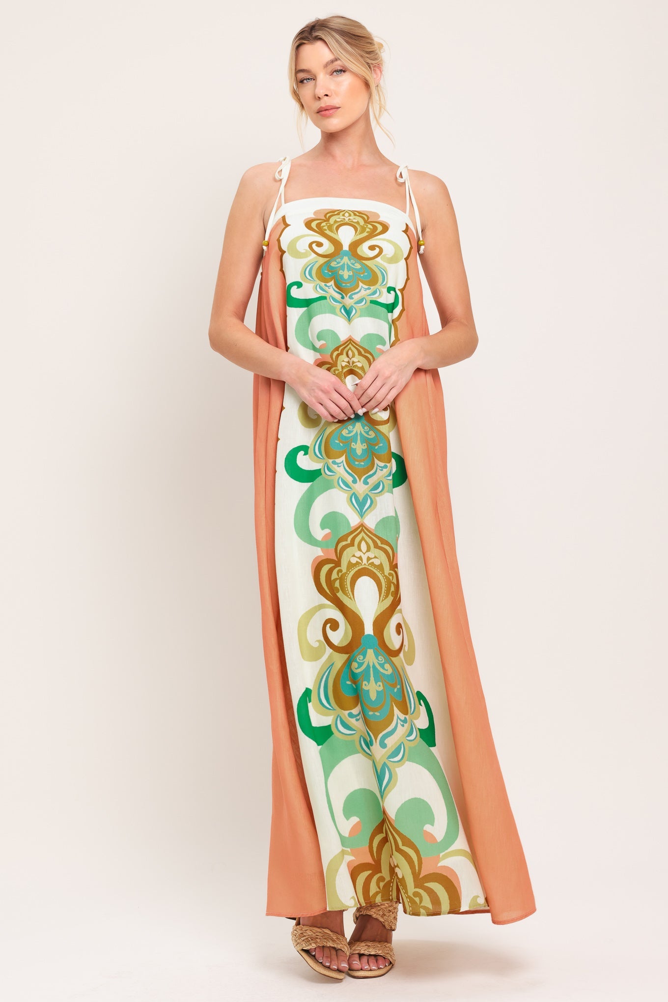 jewel maxi dress DESERT WOVEN l FLYING TOMATO GREEN/CORAL / M 2024 homecoming dress Livesso Summer Vacation Black Imported * Washing Instructions Sleeve Length:Short sleeve