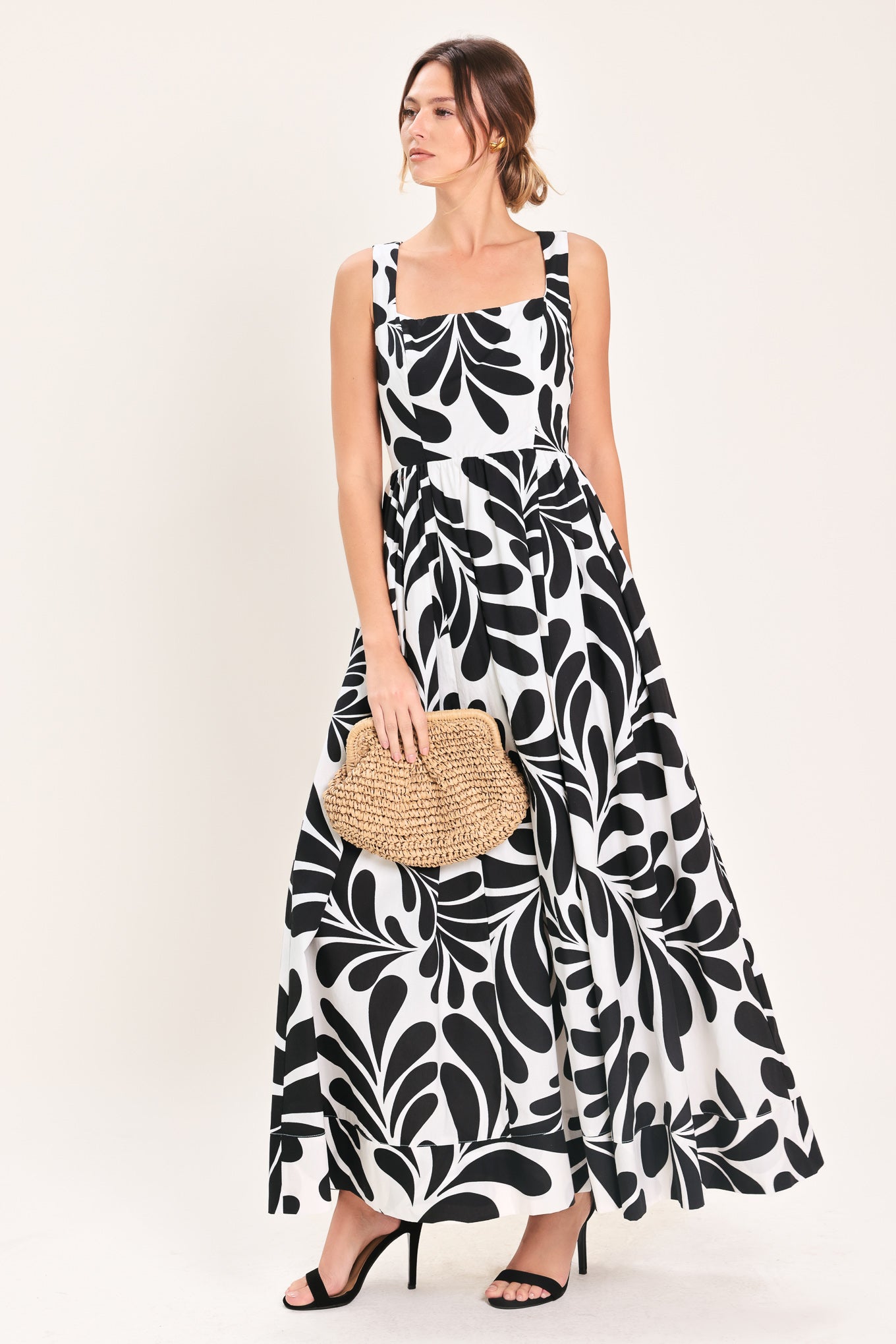 maxi dress 100 cotton Mono Bloom Woven Maxi Dress WHITE/BLACK / L
