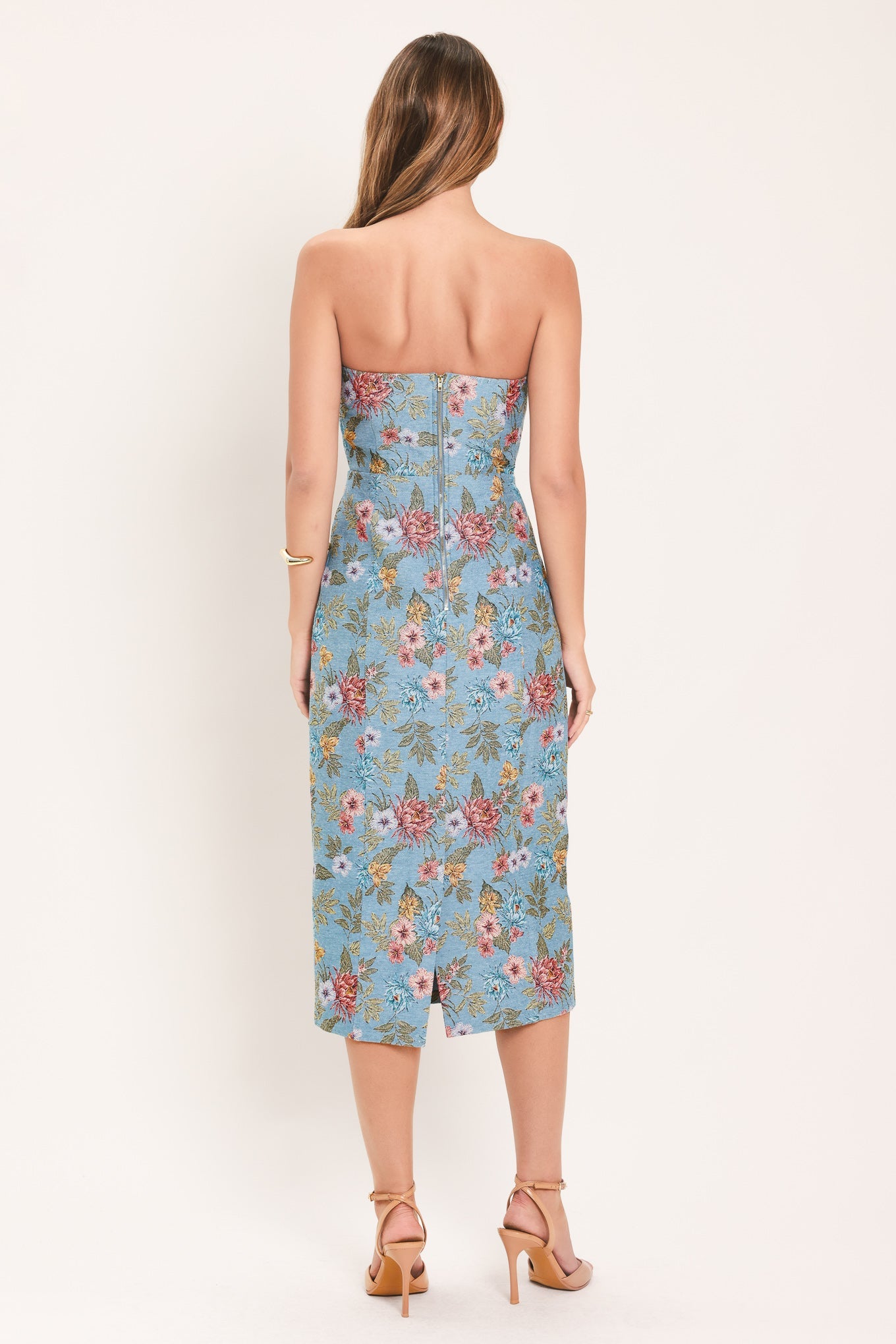 Celestial Garden Jacquard Woven Tube Dress
