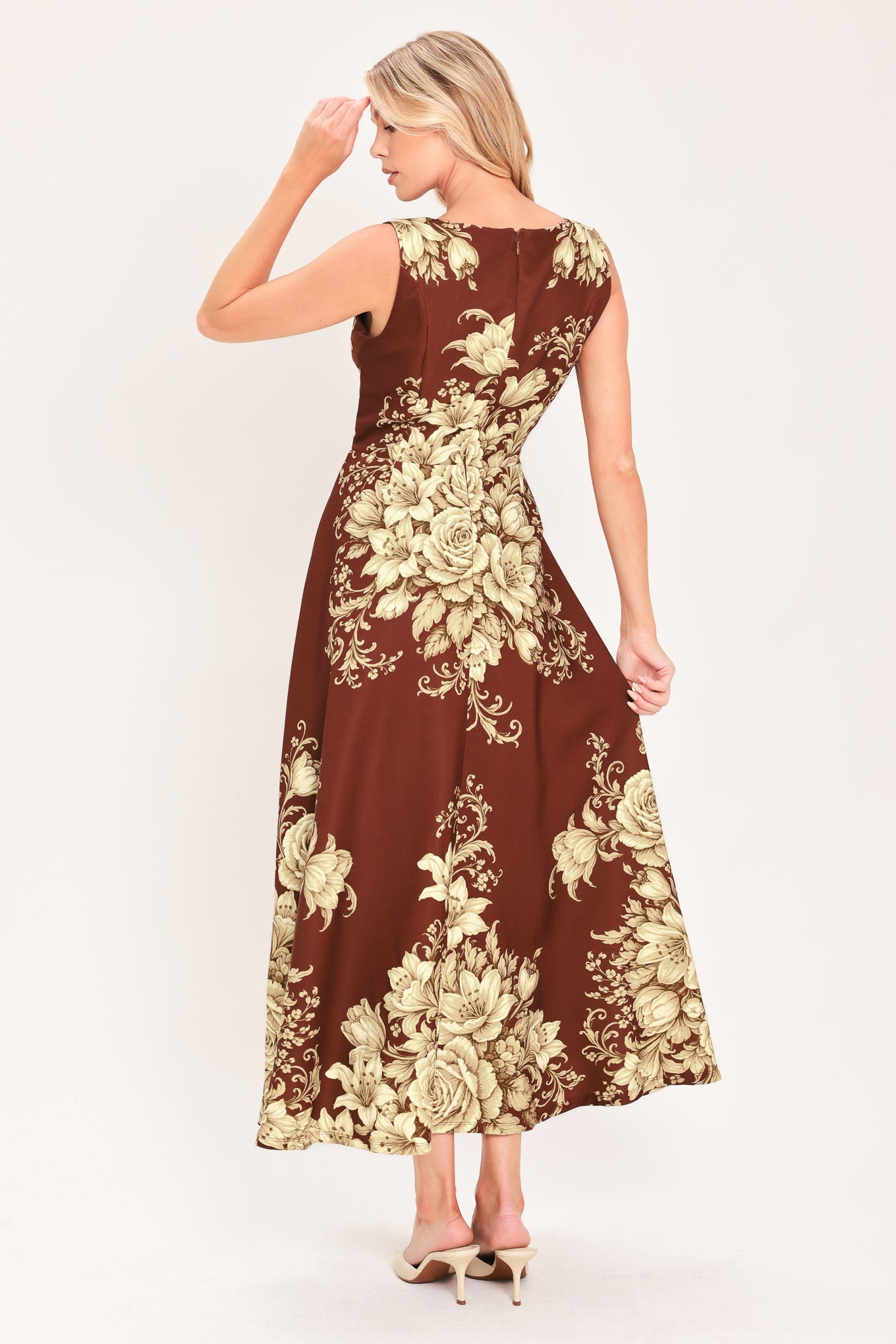 Antique Petal Regalia Woven Midi Dress