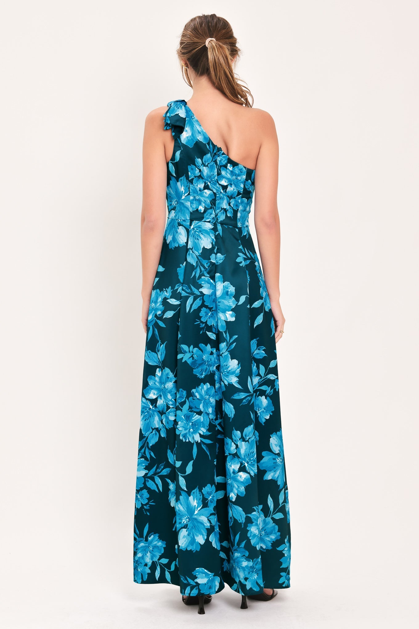Aquamarine Bloom Fantasia Woven Maxi Dress