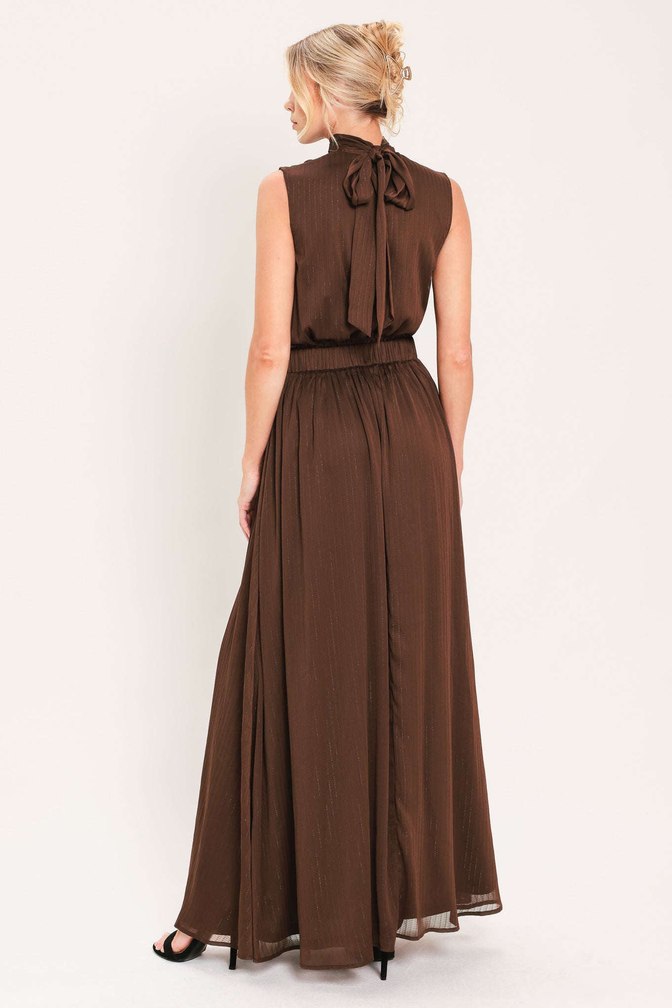 Espresso Gathered Glow Woven Maxi Dress